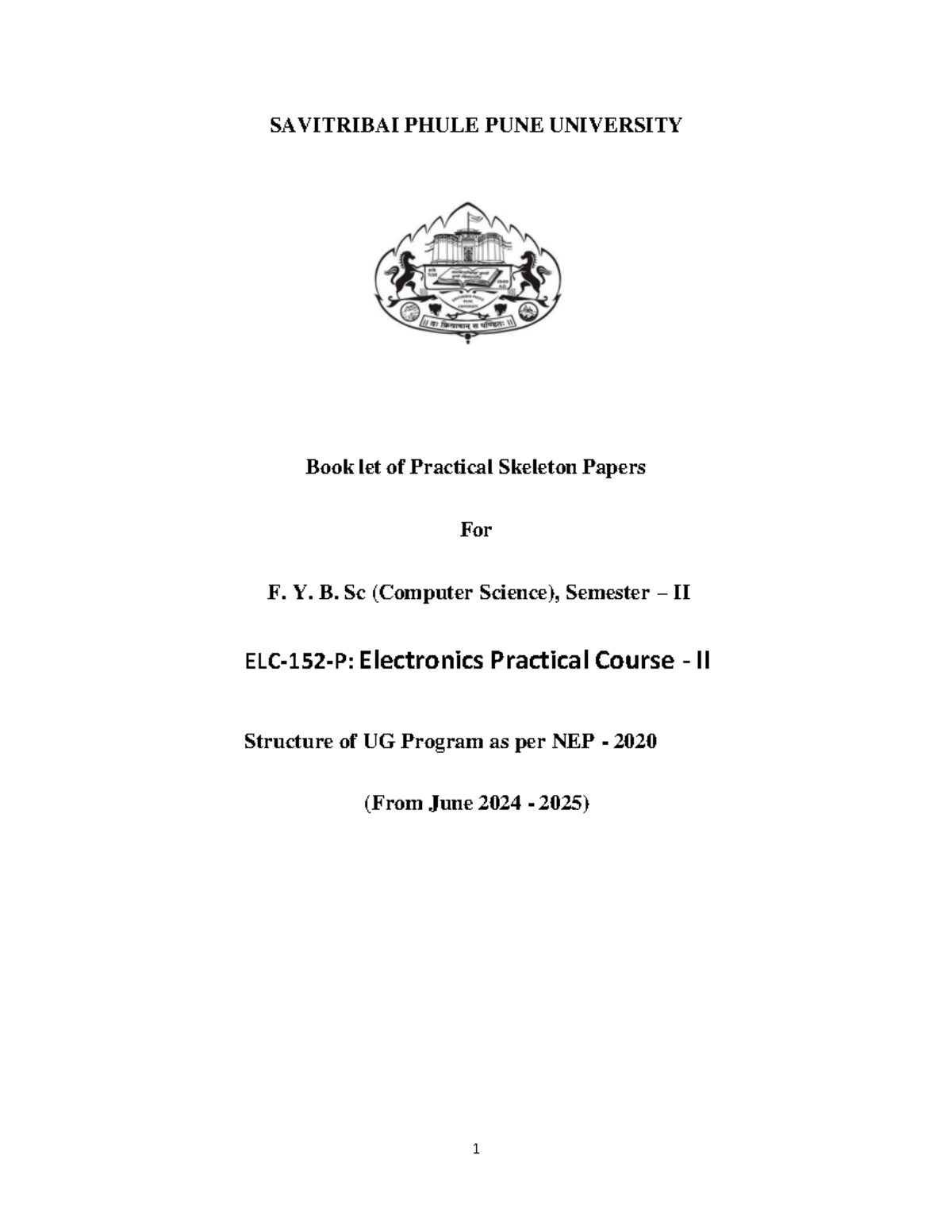 F.Y.B.Sc (Comp. Sci.) Sem II Electronics Practical Exam Guide (NEP 2020 ...