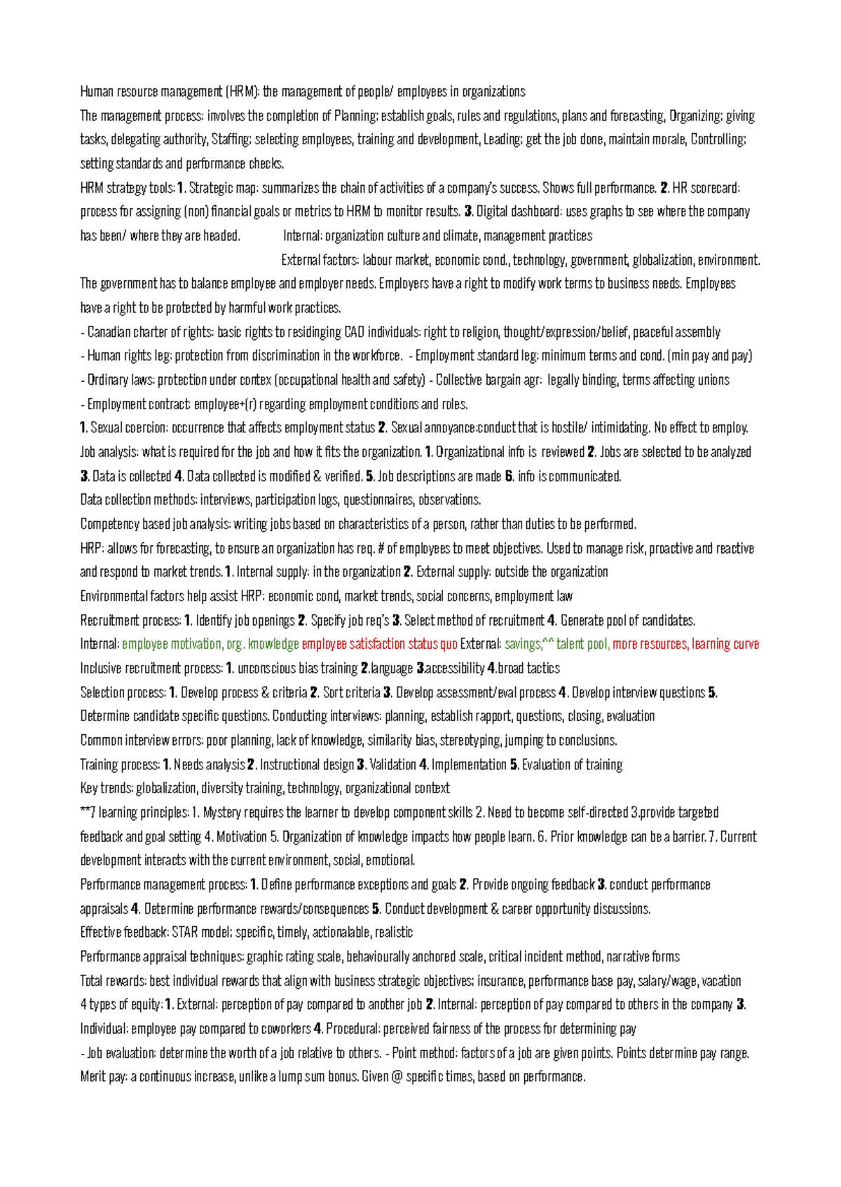 HRM 101 Final Exam Cheat Sheet: Key Concepts and Strategies - Studocu
