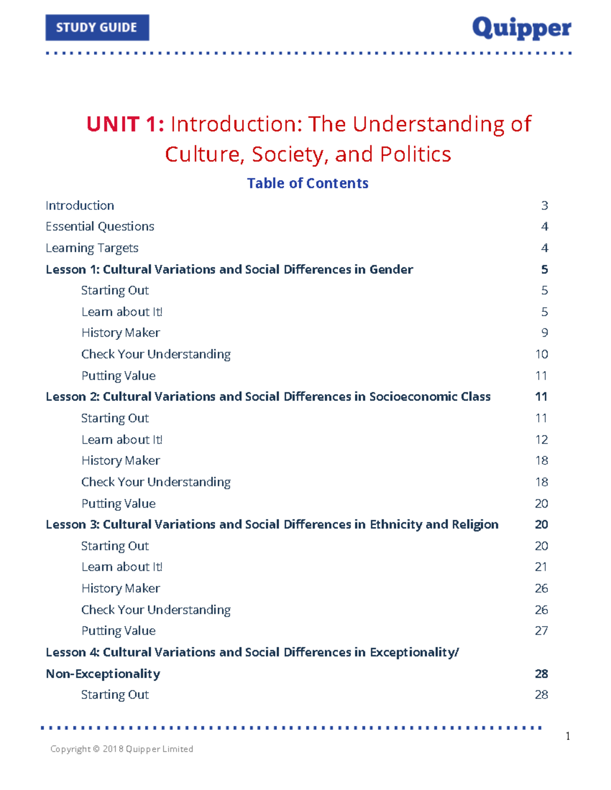 UNIT-1: Cultural Variations & Social Differences in Gender and Class ...