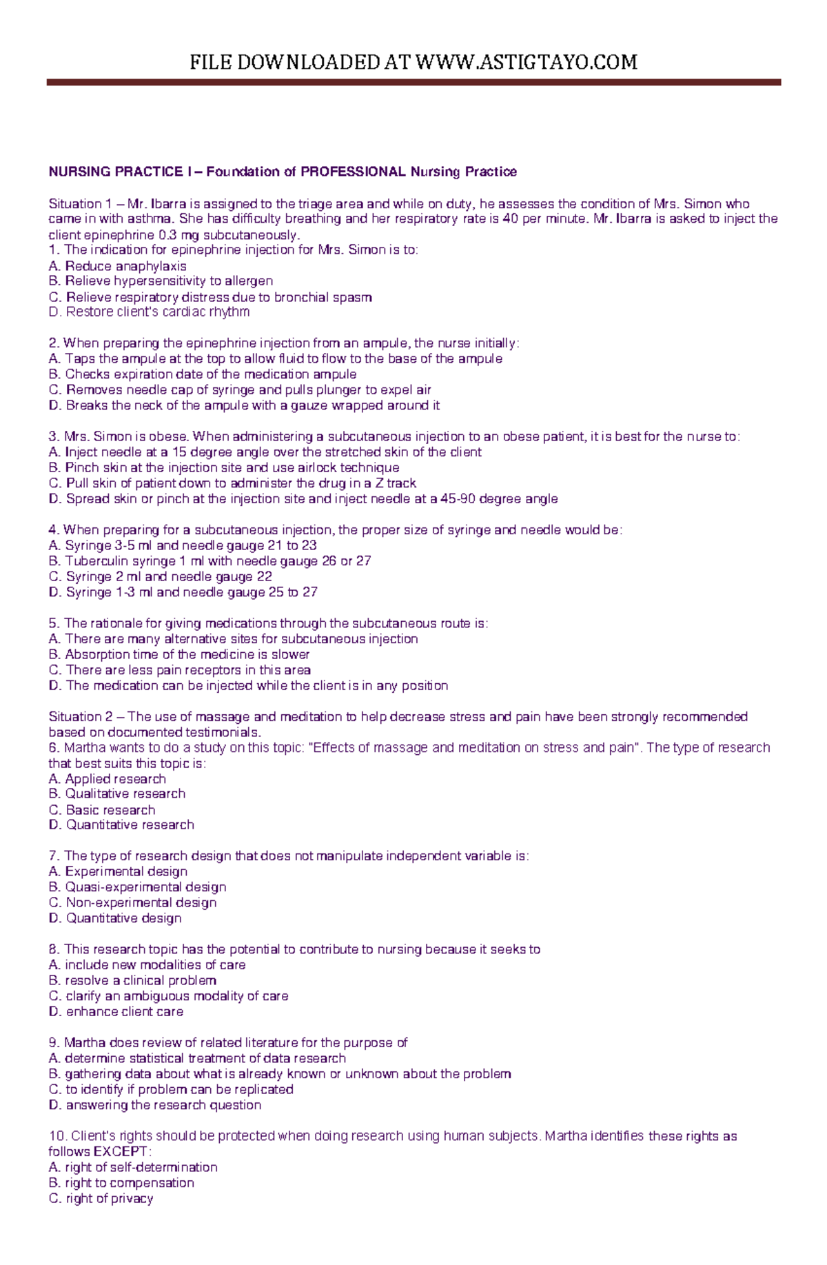 213025059 Nursing Practice I Final Exam Comprehensive Review - Studocu