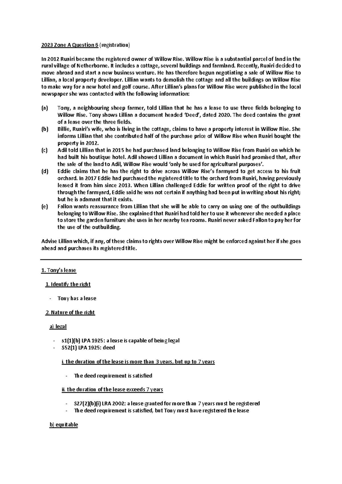 2023 Registration Case Analysis - Zone A & B - Studocu