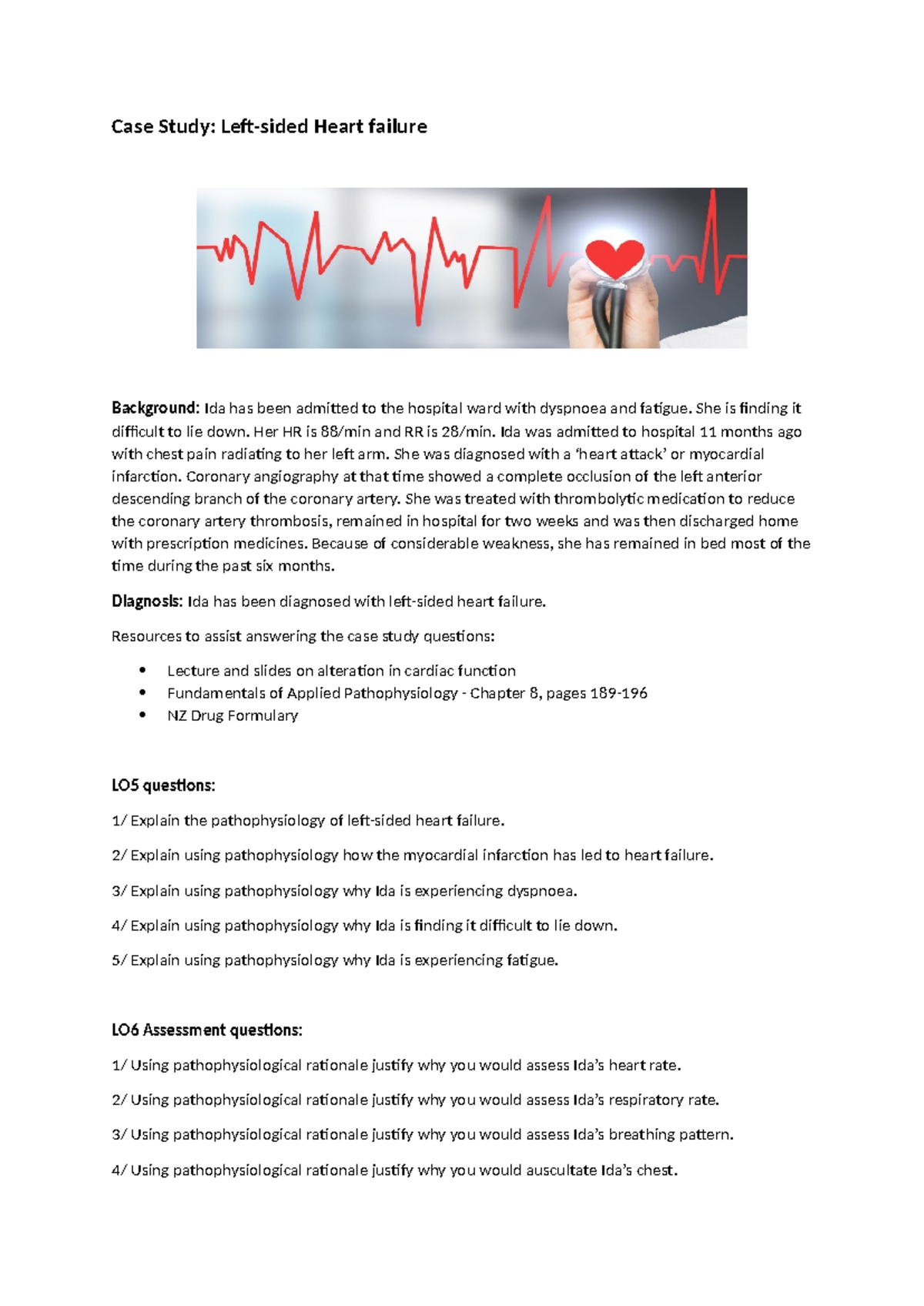 Case Study: Pathophysiology of Left-Sided Heart Failure (NUR 301) - Studocu