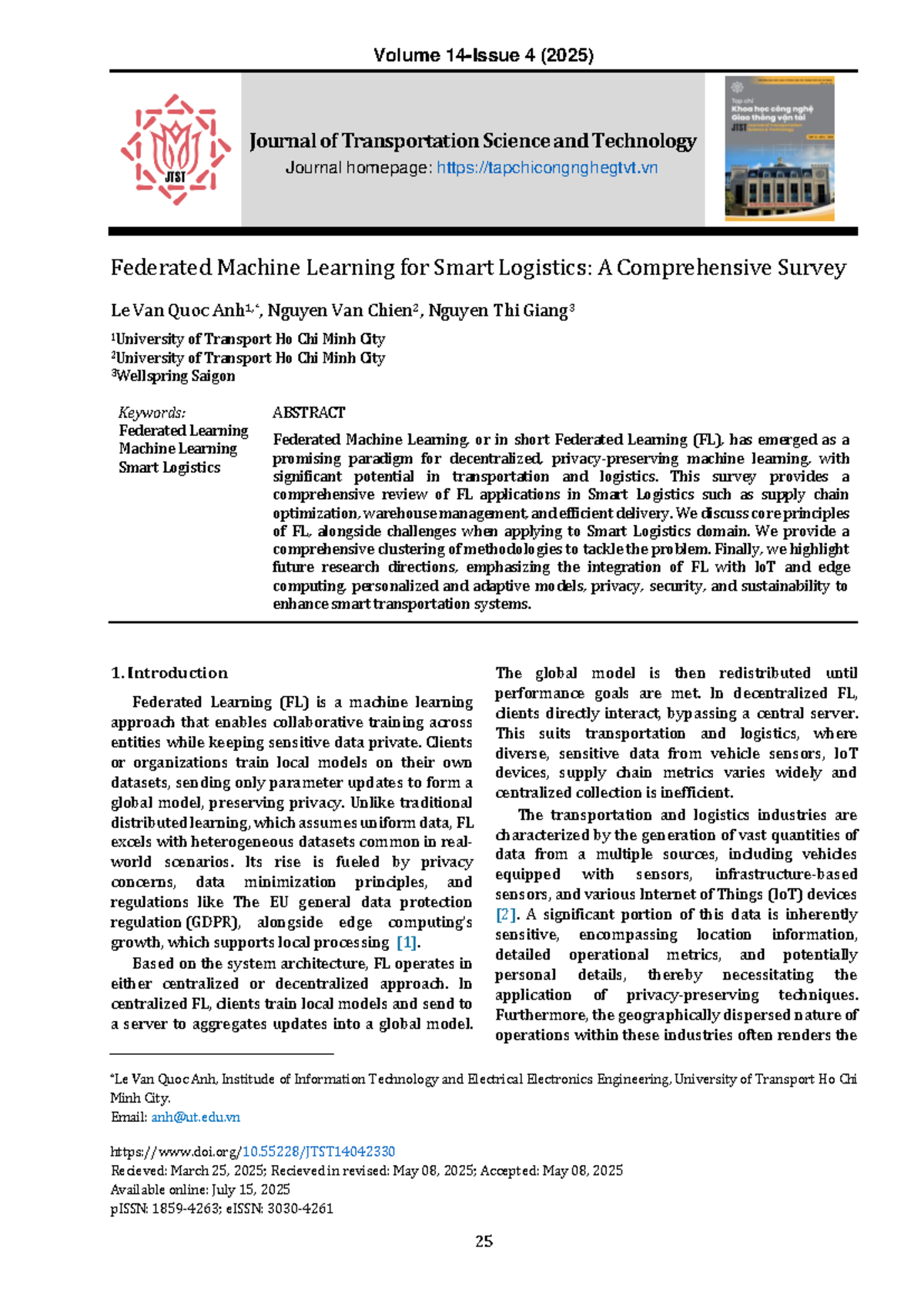 Federated Machine Learning in Smart Logistics: A Comprehensive Survey ...