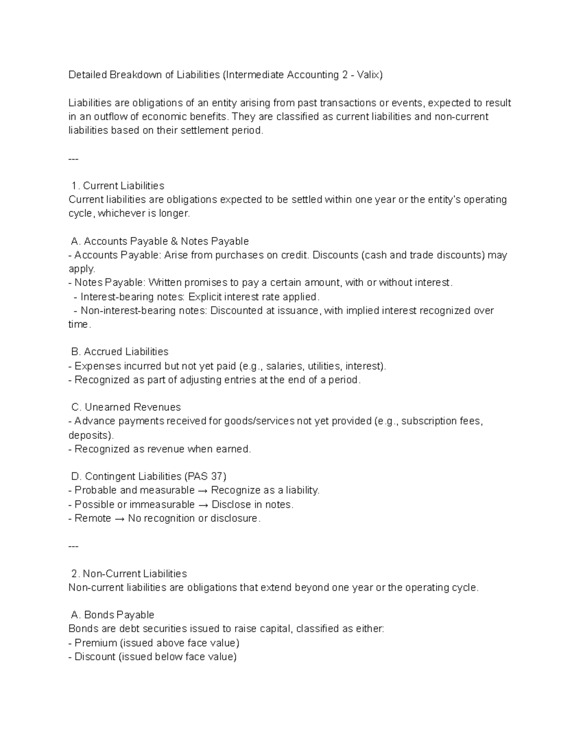 Detailed Breakdown of Liabilities (Intermediate Accounting 2 - Valix ...