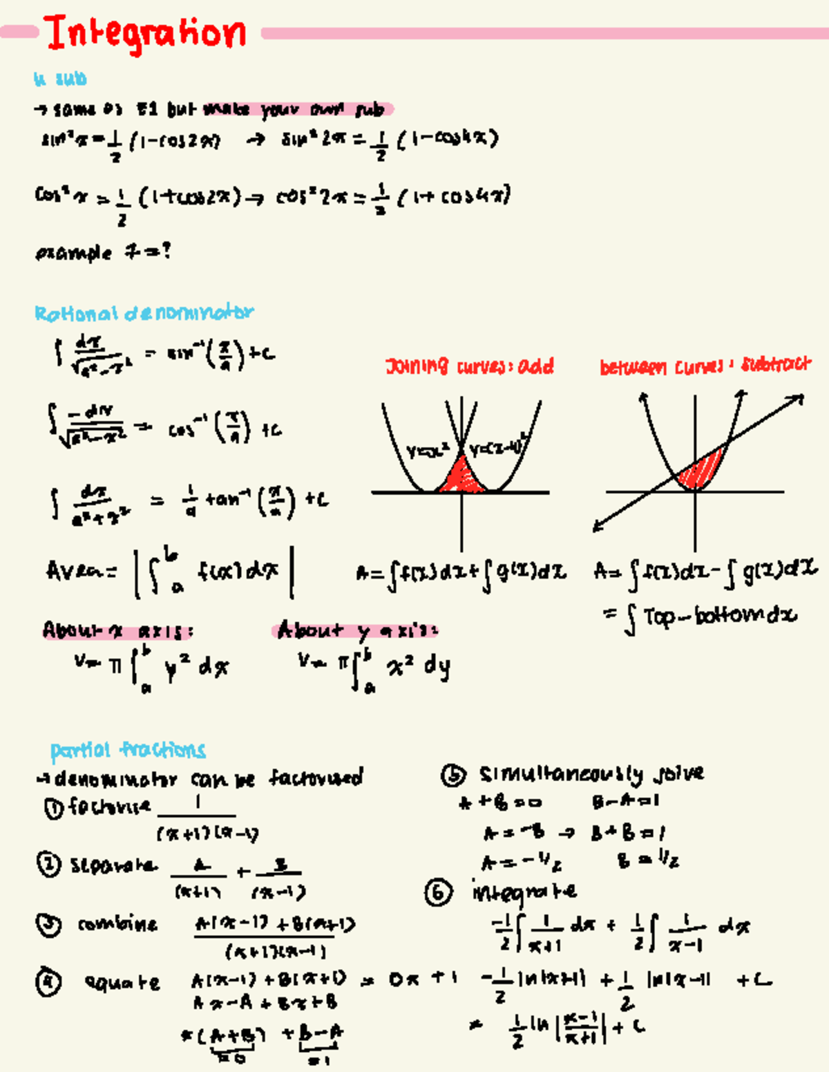 Integration 4U Notes: Techniques and Examples for E1 - Studocu