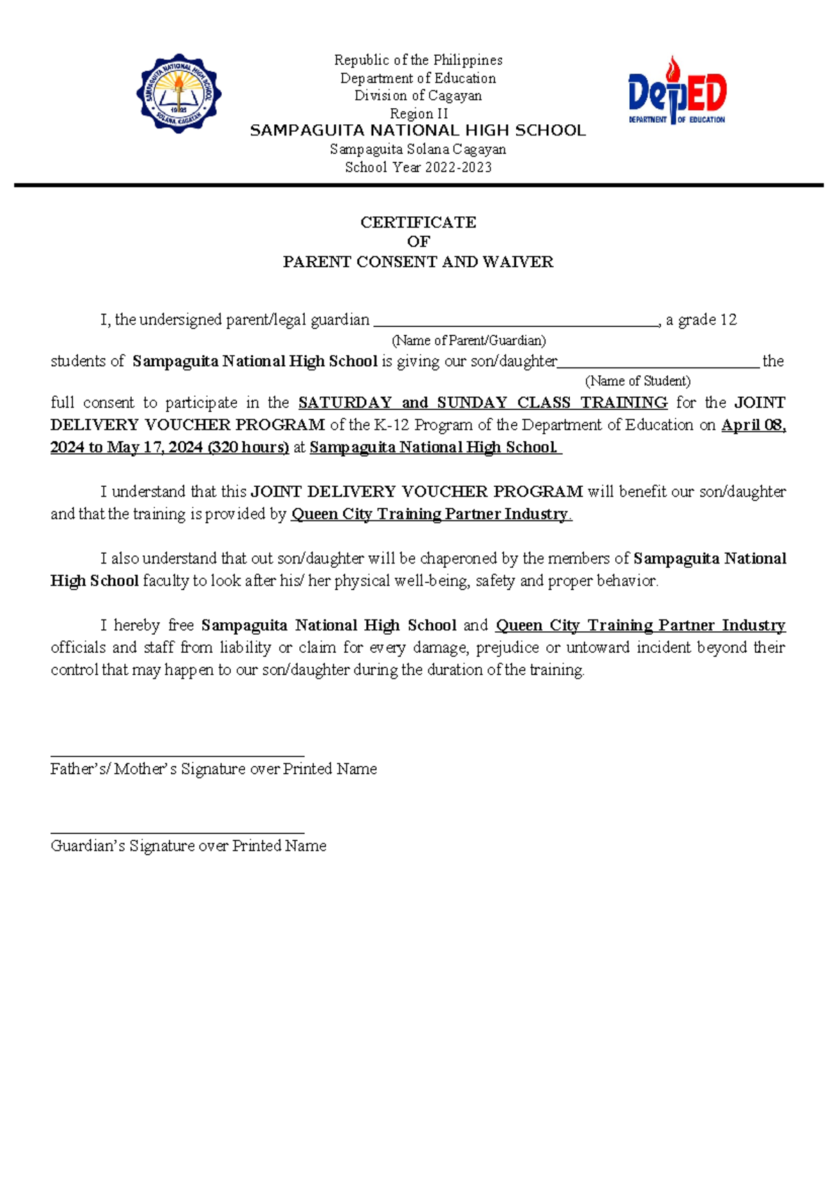 1. Parental Consent - educ - Republic of the Philippines Department of ...
