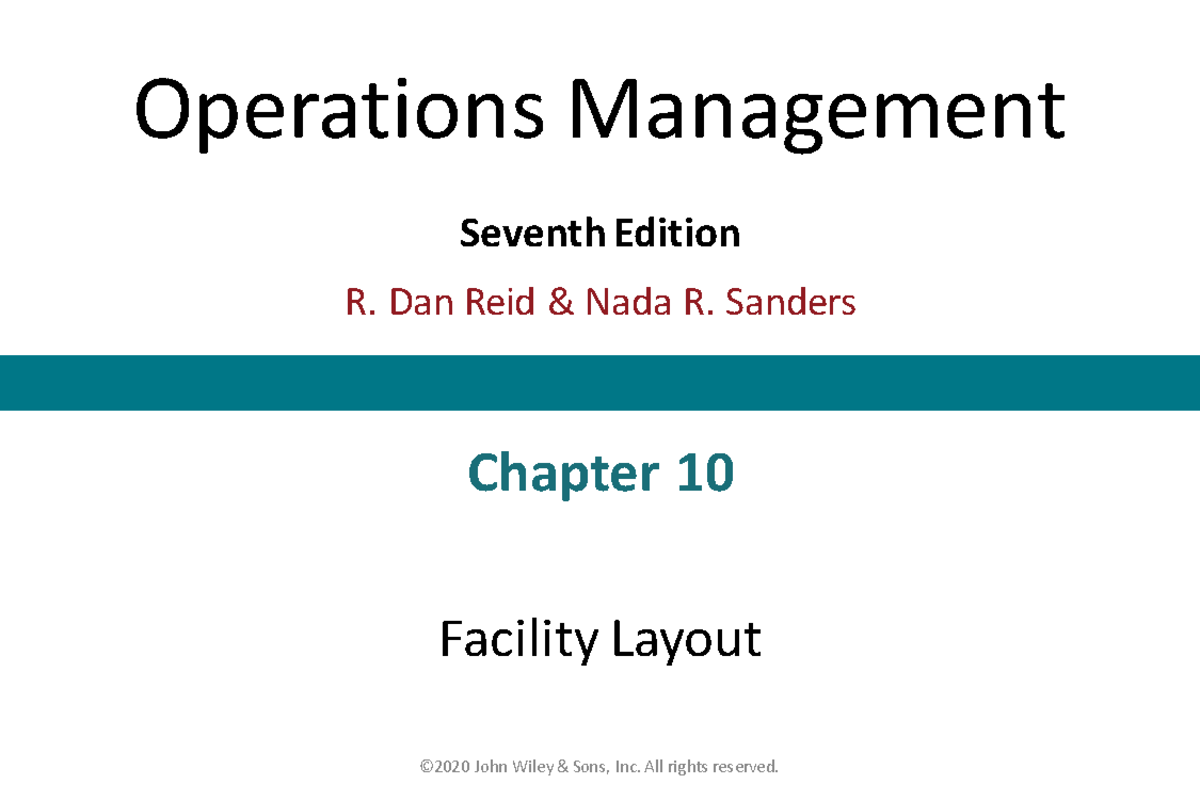 Chapter 10 - PDF Notes - Operations Management Seventh Edition R. Dan ...