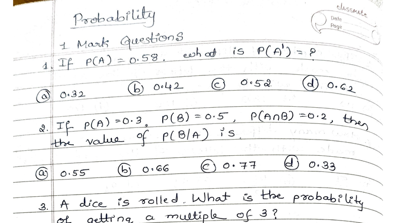 Probability Model Question Paper (2M) - Studocu
