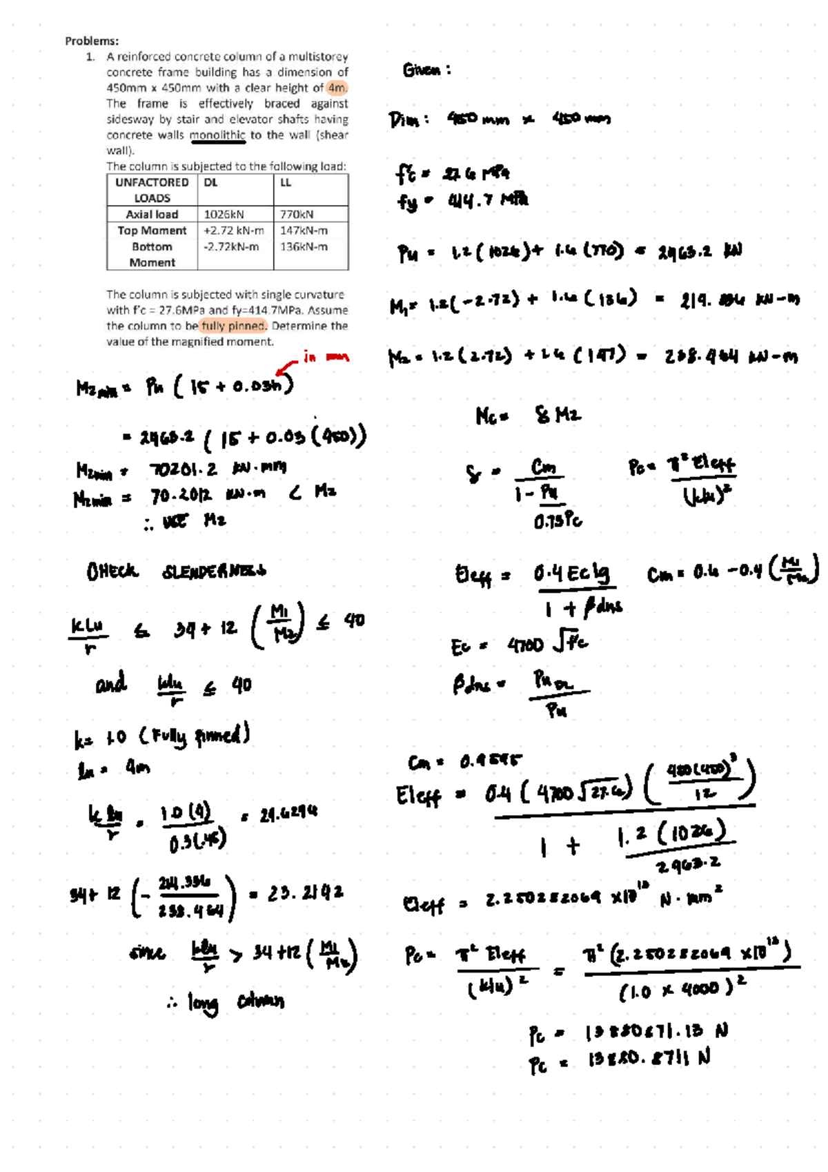 Review-RCD: Reinforced Concrete Design Notes for Columns and Loads ...
