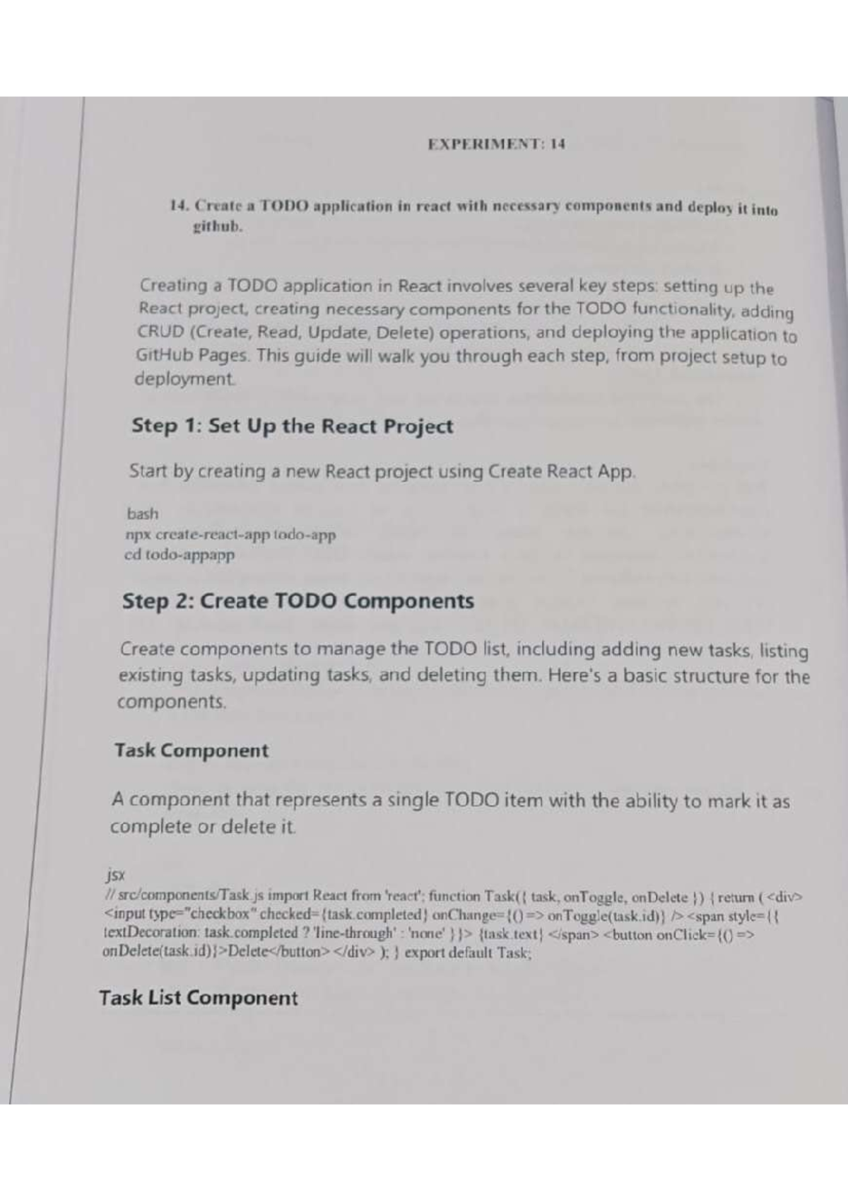 SDC 11th - Lab: Building a Simple TODO List App with React - Studocu