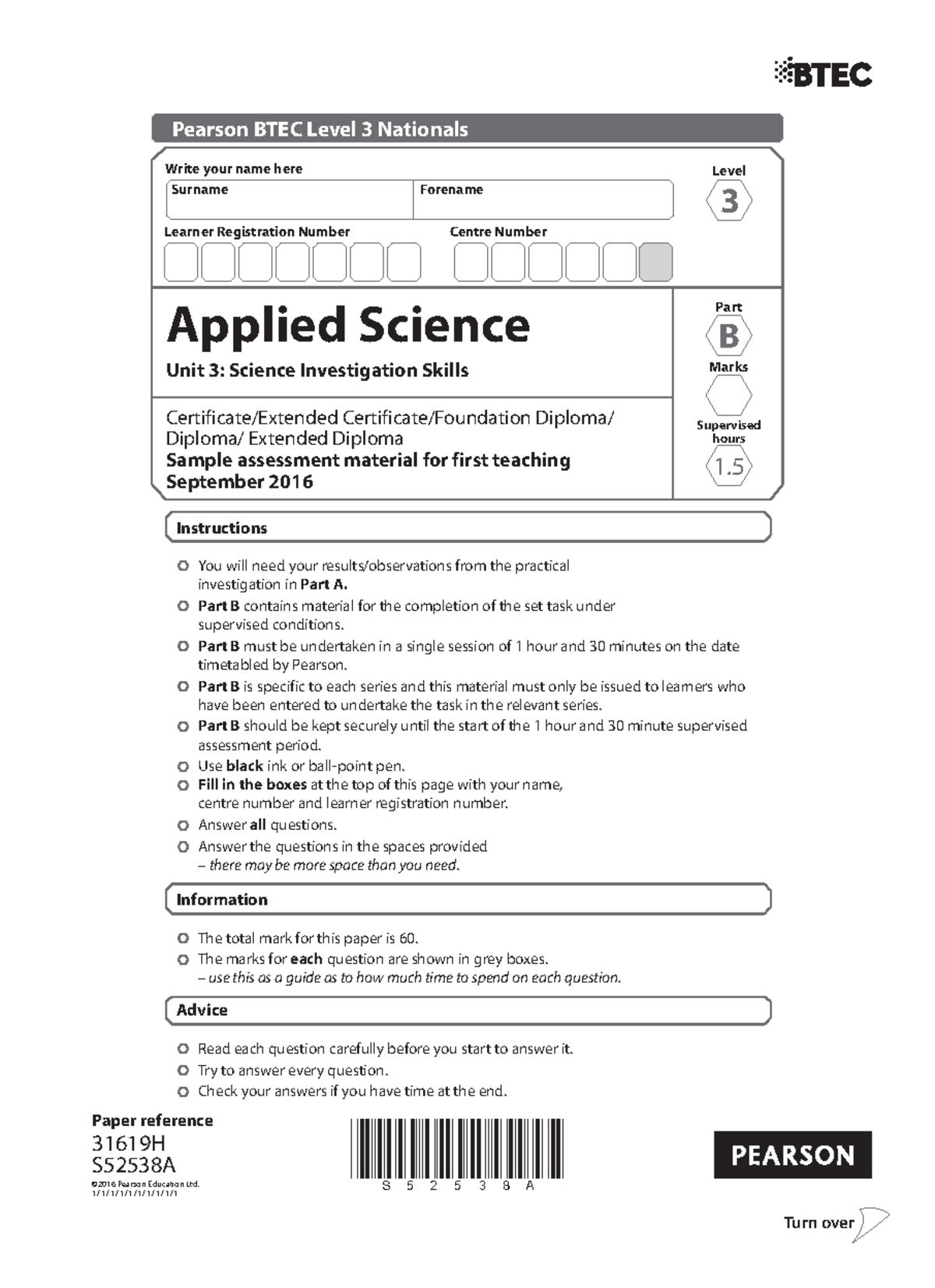 Unit 3: Applied Science Sample Assessment Material Part B (S52538A ...