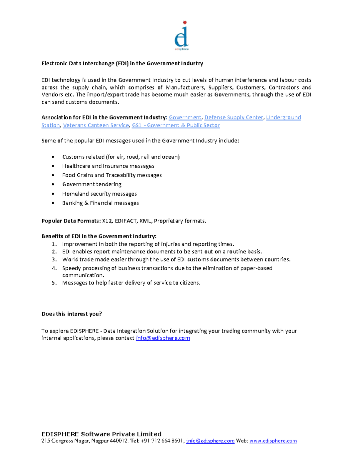 EDI in Government Industry: Enhancing E-Commerce & E-Governance - Studocu