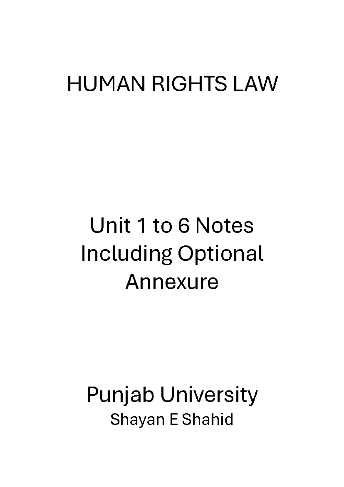 Human Rights Law Review Notes: Comprehensive Guide for LLB PU - Studocu
