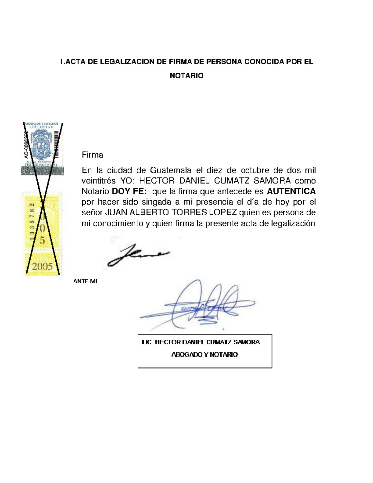 Actas de Legalización de Firmas y Copias Notariales - 2023 - Studocu