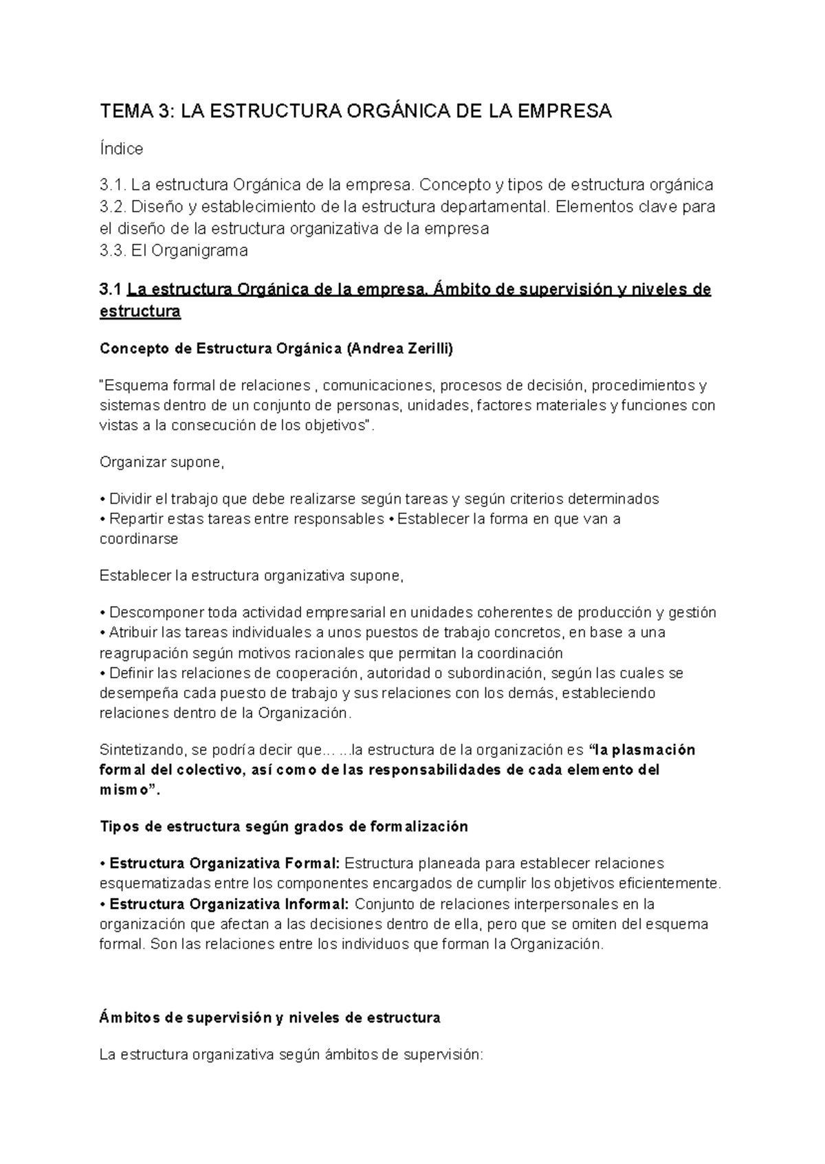 Tema 3: Estructura Organizativa de la Empresa - Conceptos y Tipos - Studocu