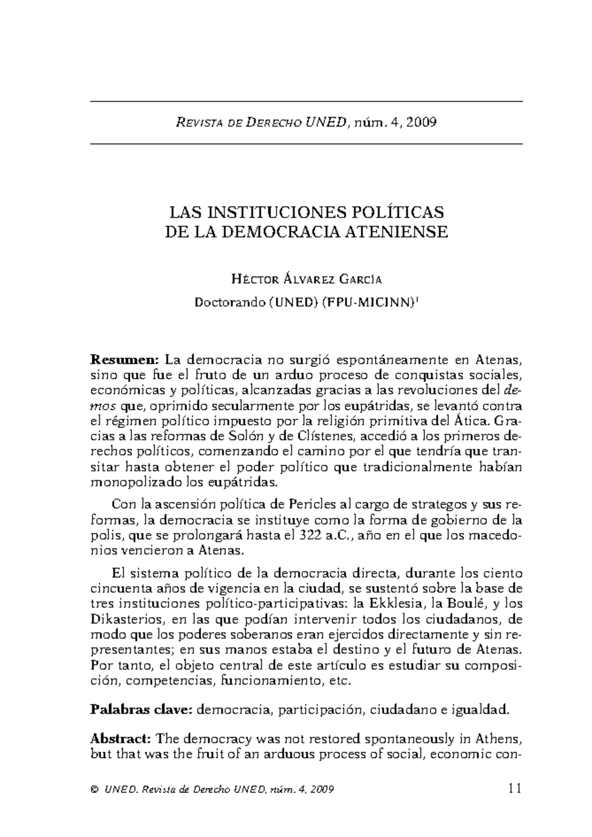 UNED: Instituciones Políticas de la Democracia Ateniense - Análisis y ...