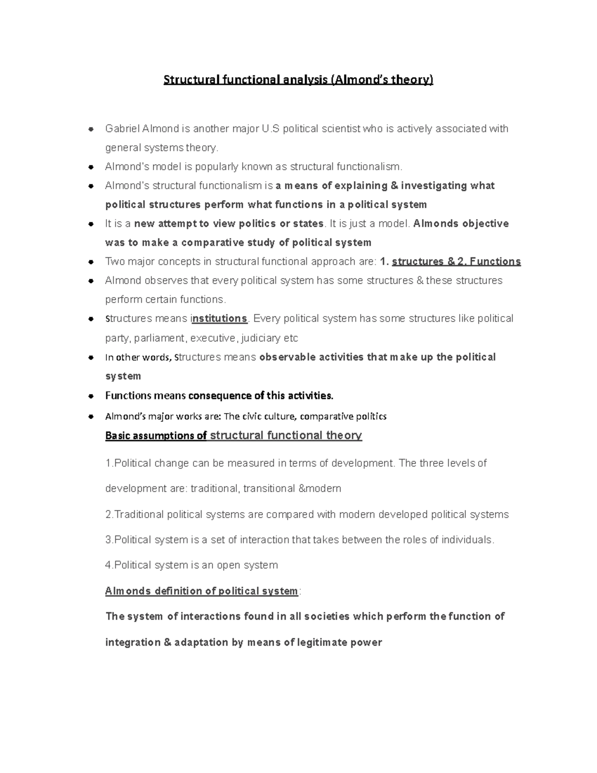 Almond's Theory: Structural Functional Analysis in Political Science ...