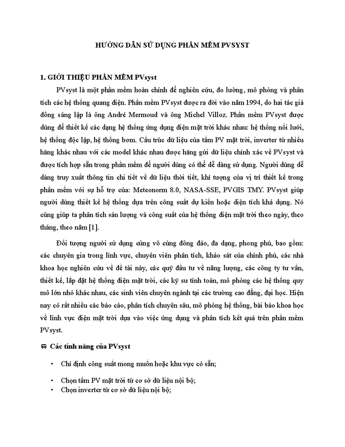 BTL-NHÓM3- HƯỚNG DẪN SỬ DỤNG PHẦN MỀM PVsyst TRONG THIẾT KẾ  - Document Preview