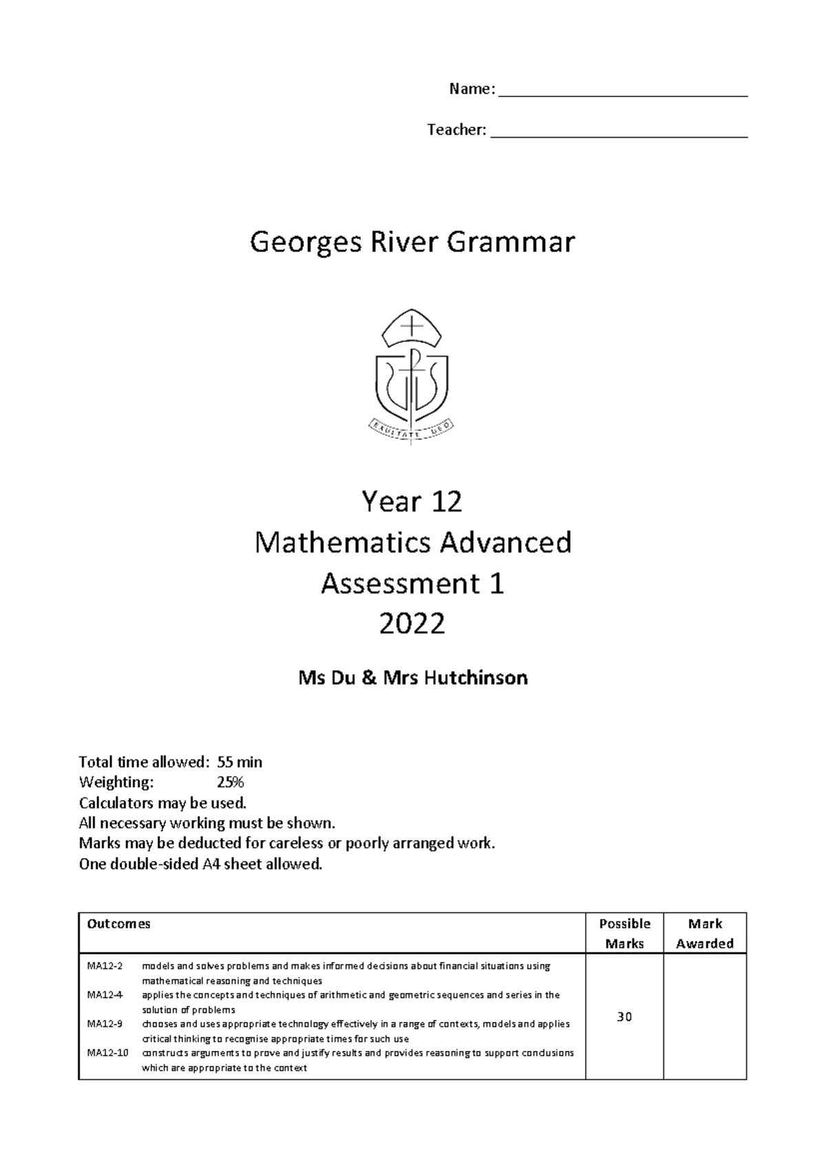 Mathematics advanced ext1 ext2 reference sheet nov2019 - 1 – NSW ...