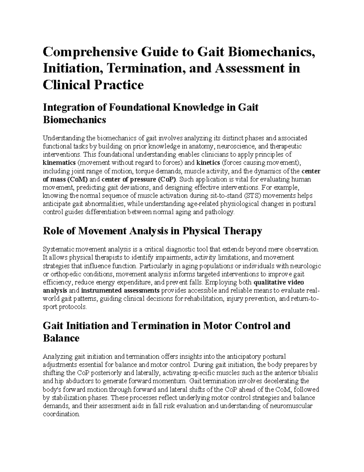 Comprehensive Guide to Gait Biomechanics: Clinical Assessment ...