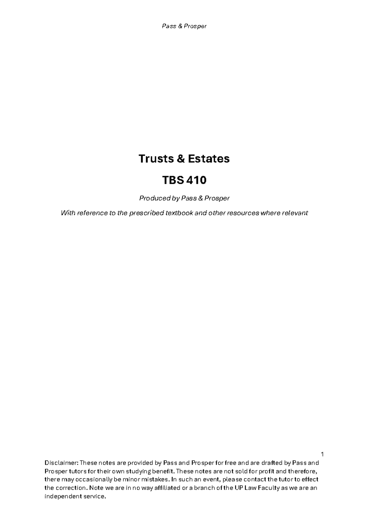 TBS 410 Trusts and Estates Exam Notes 2025 - Studocu