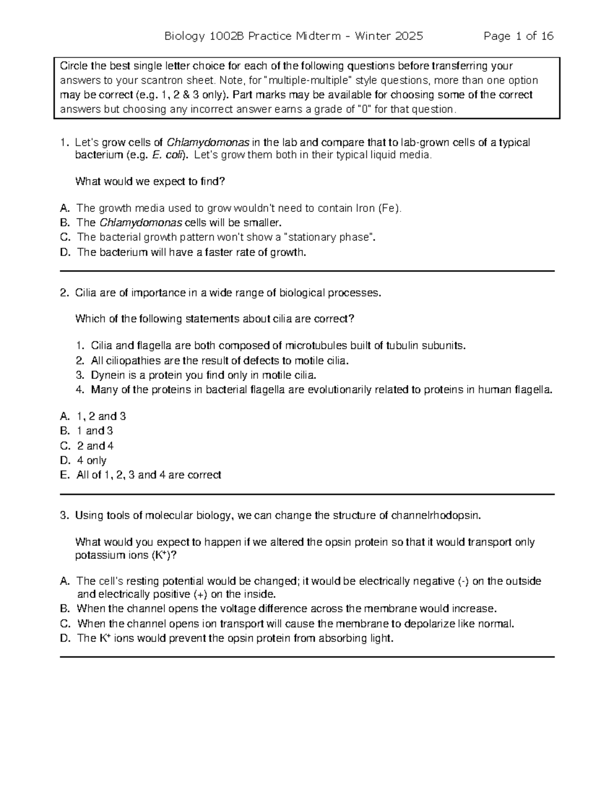 B1002B Winter 2025 Practice Midterm Exam Questions and Answers - Studocu
