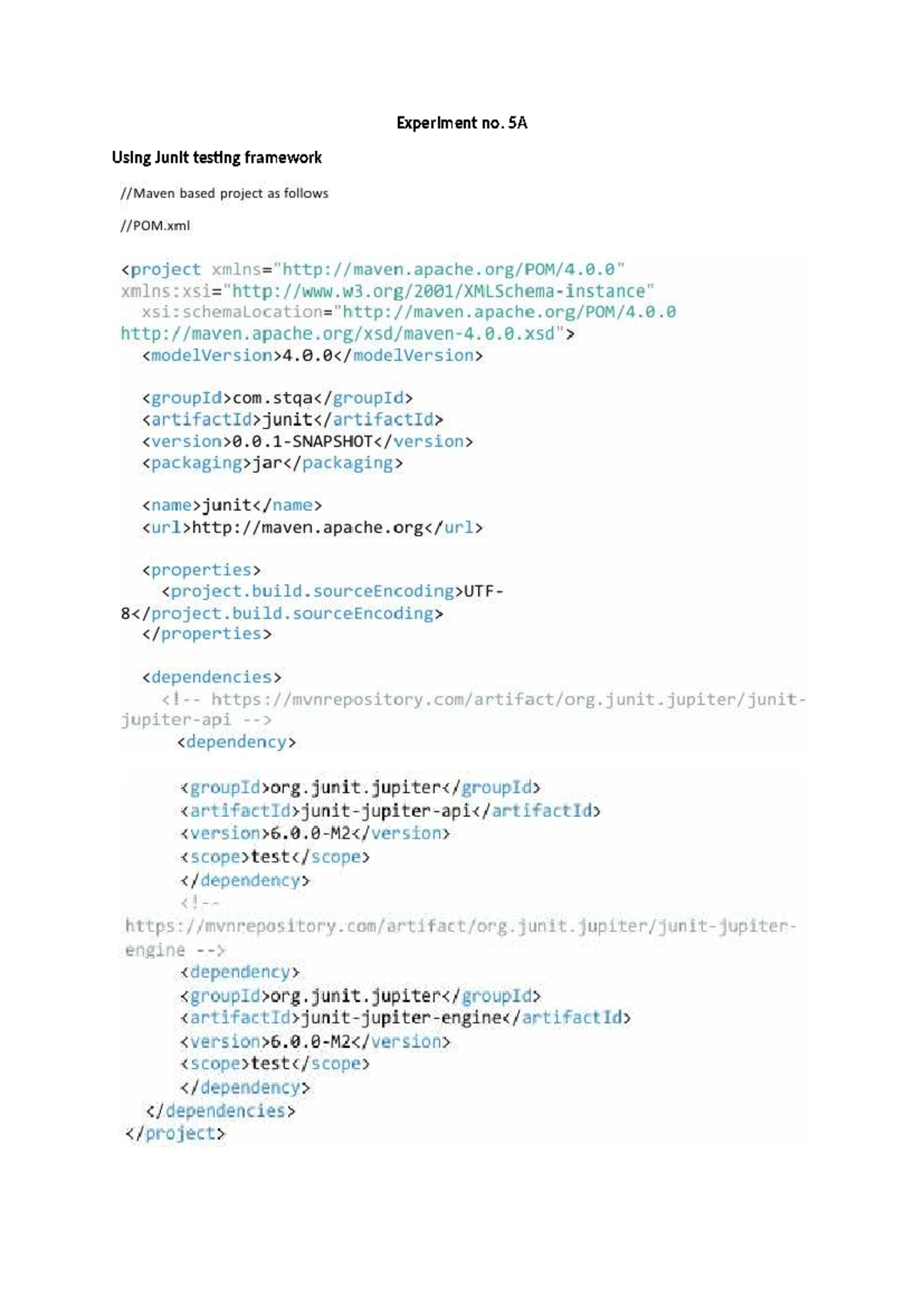 Experiment 5A: Practical on JUnit Testing Framework - Studocu