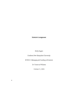 BUS 210 - Module 6 Assignment - Module 6 Assignment Holly Sagers ...