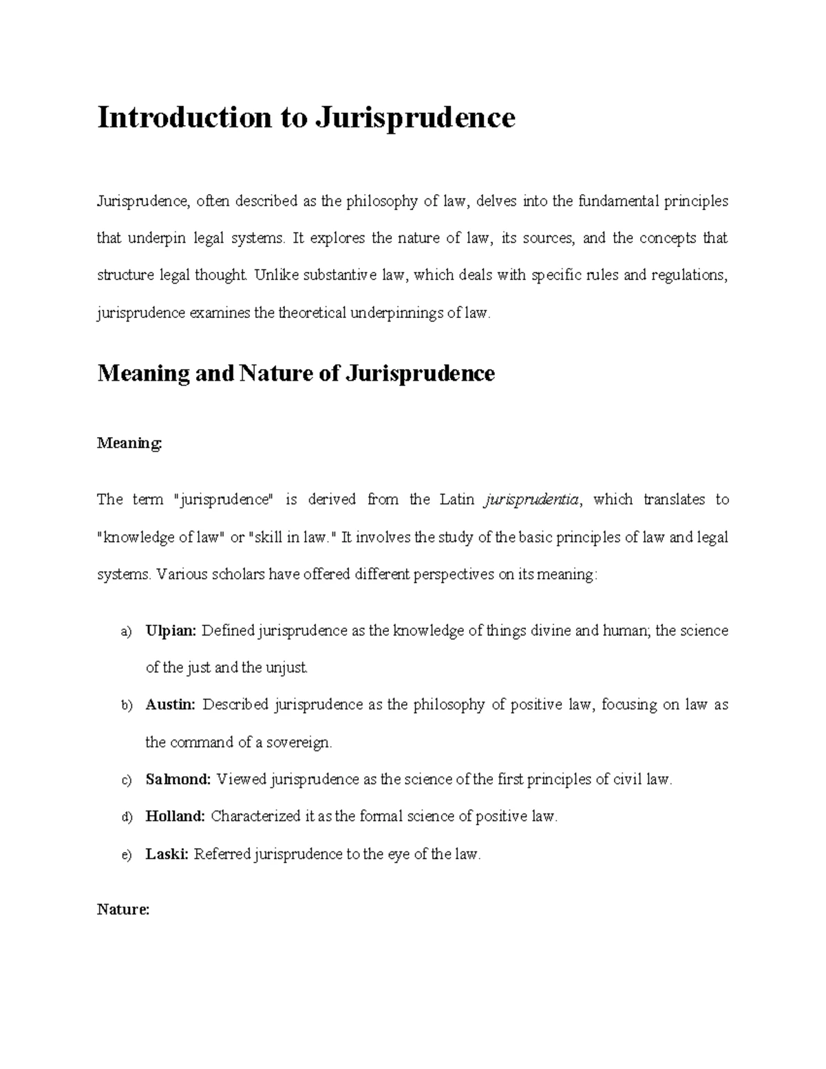 Notes on Jurisprudence: Key Concepts and Theories - Studocu