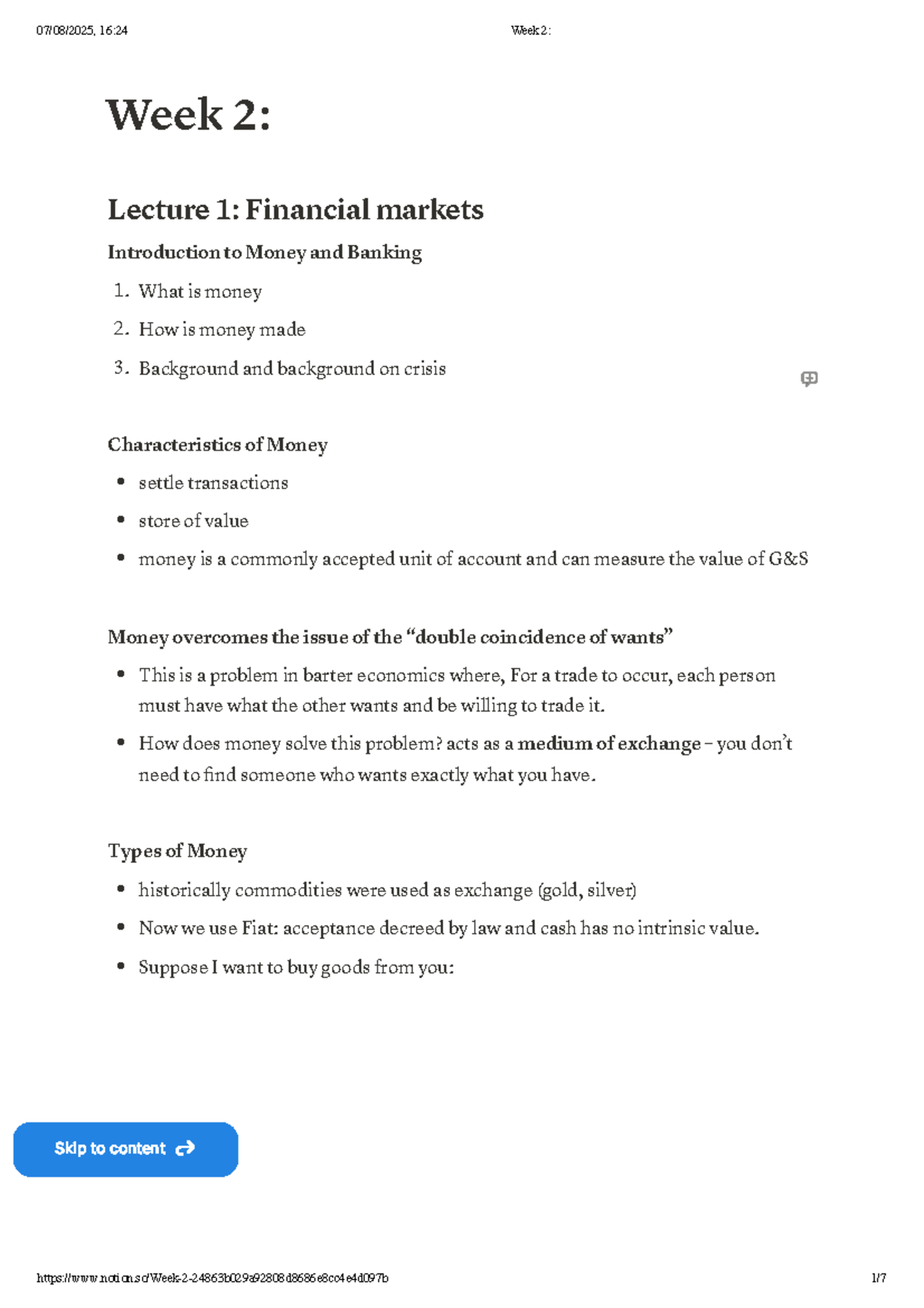 16:24 Inter Macro: Week 2 Lecture Notes on Money & Banking - Studocu