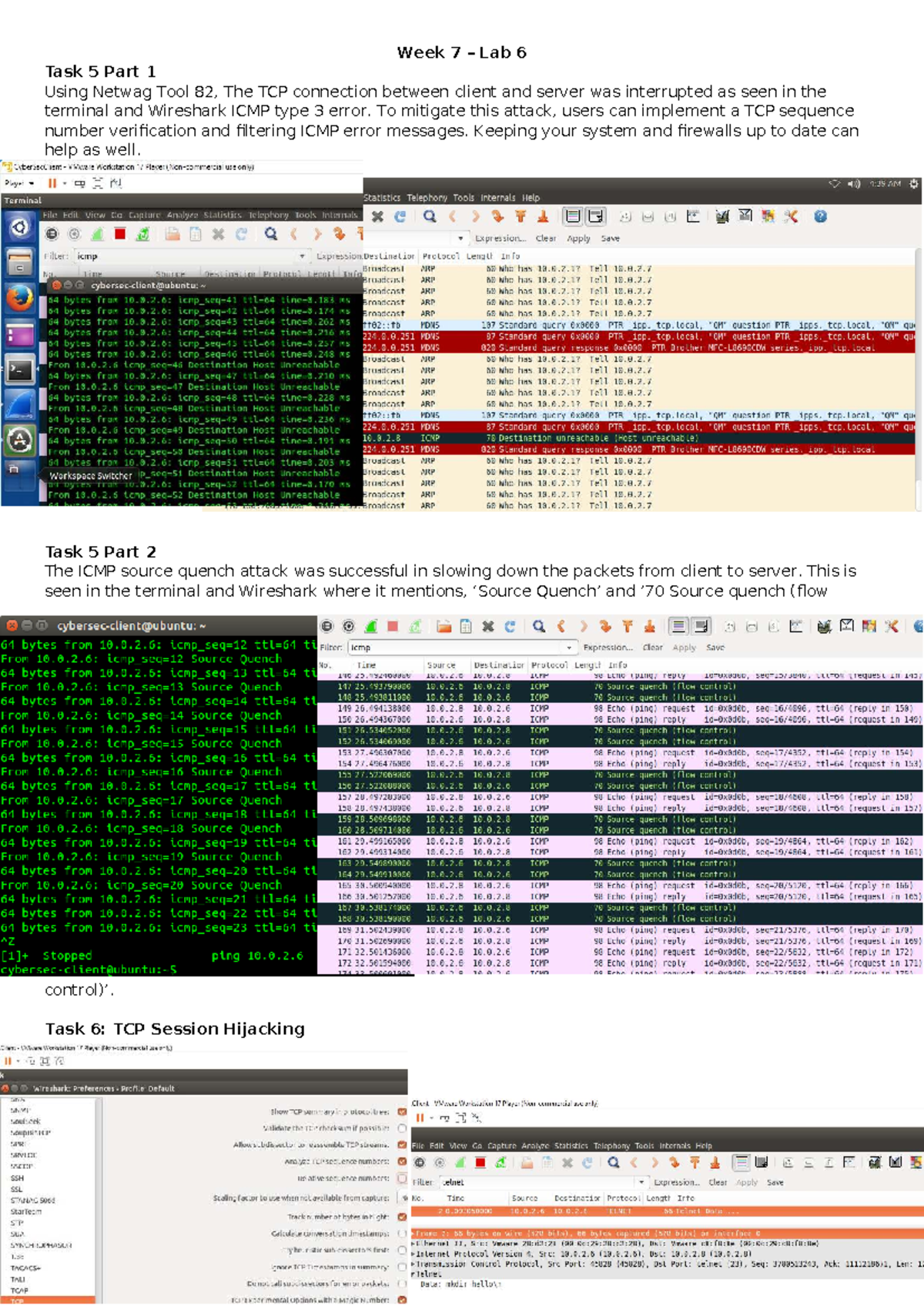 Week 7 Lab - Understanding TCP & IP Attacks Mitigation Techniques - Studocu