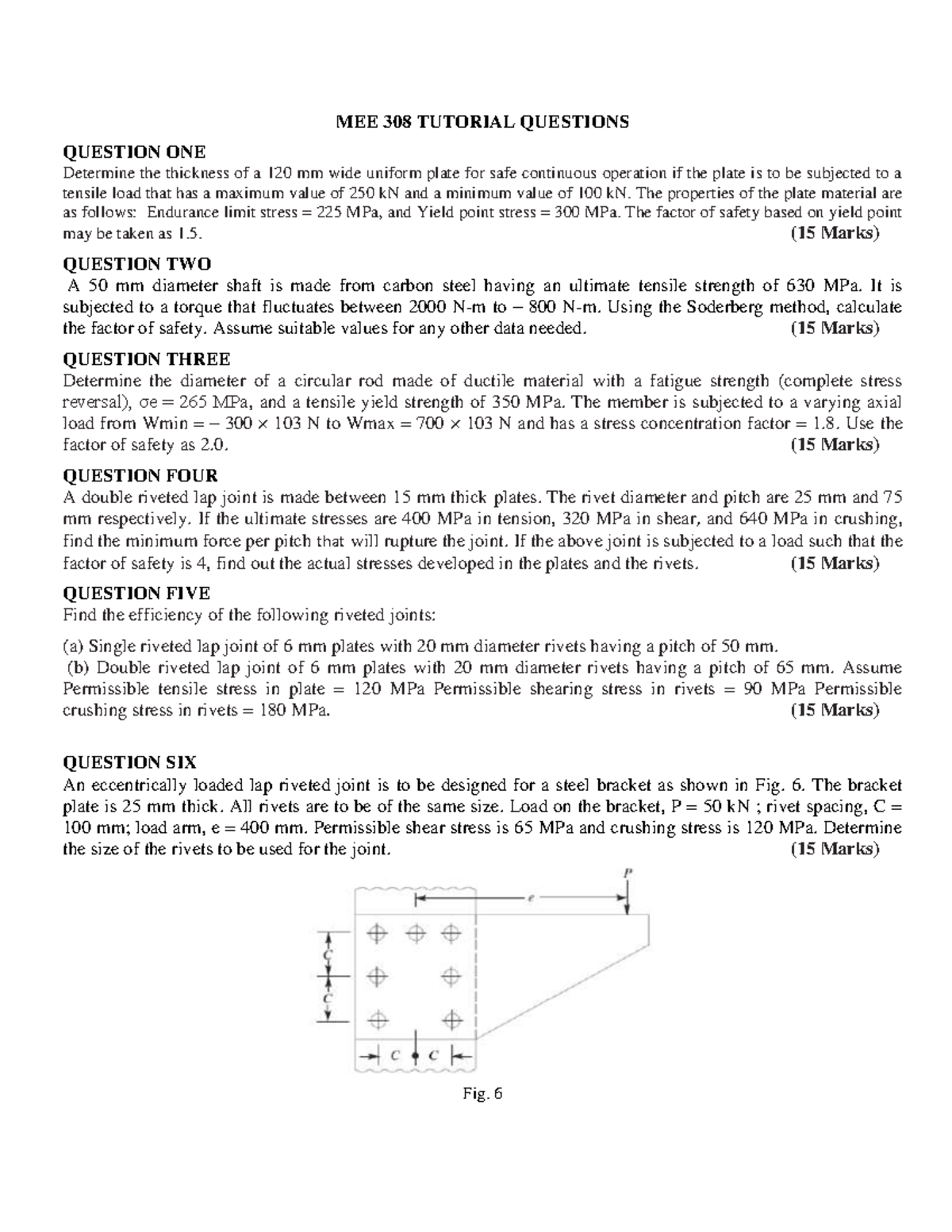 MEE 308 - It is for mee 308 and it is practice questions - MEE 308 ...
