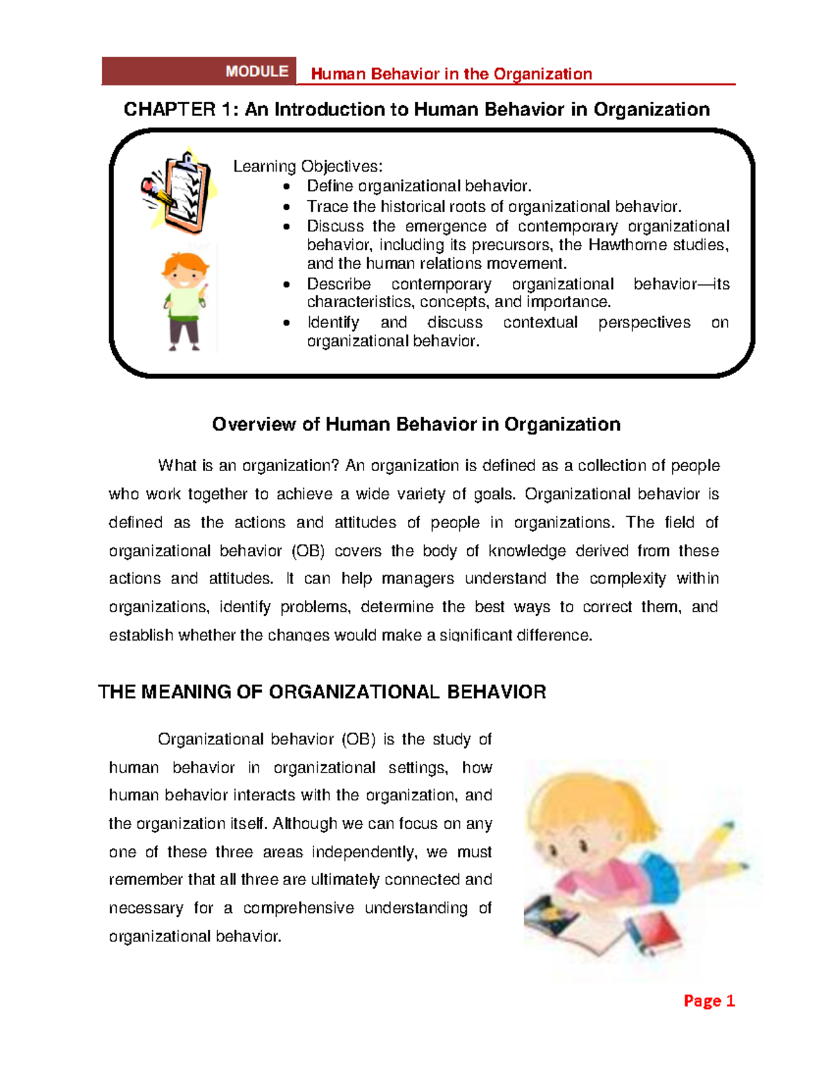 Chapter 1 - Intro to Human Behavior in Organizations (OB 101) - Studocu