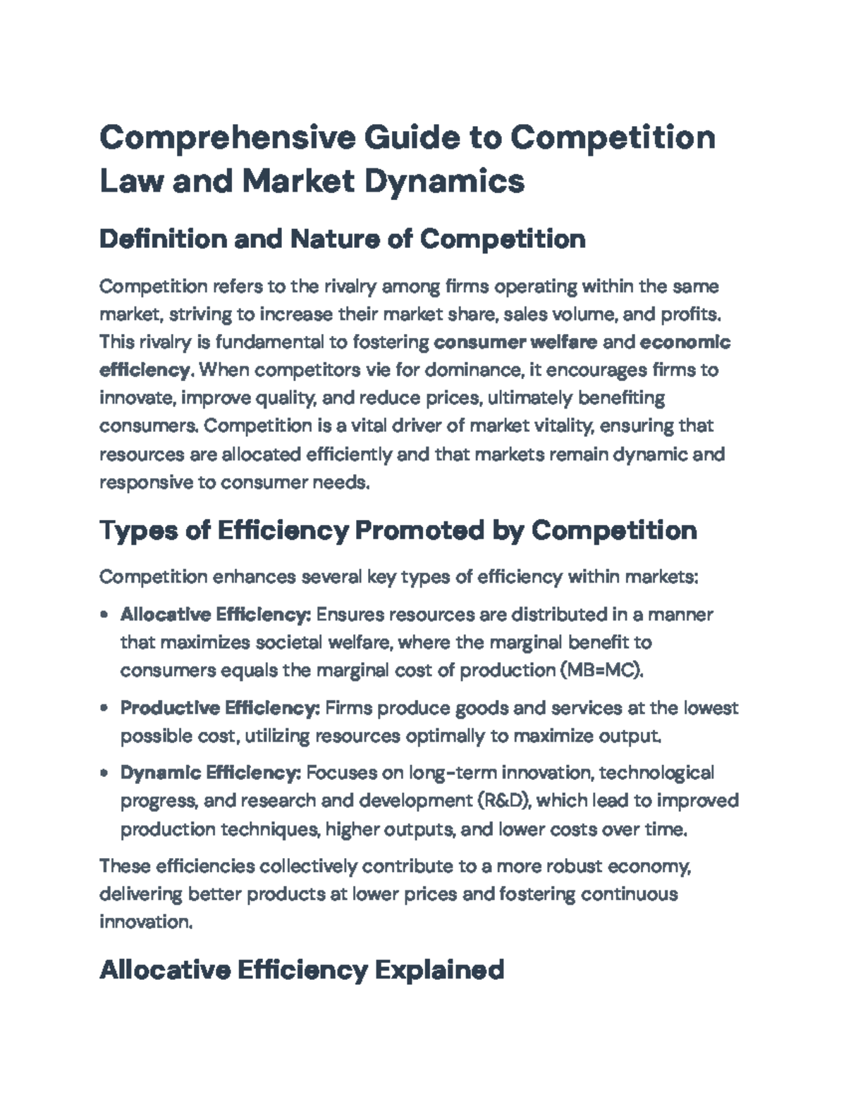 Comprehensive Overview of Competition Law & Market Dynamics in SA - Studocu