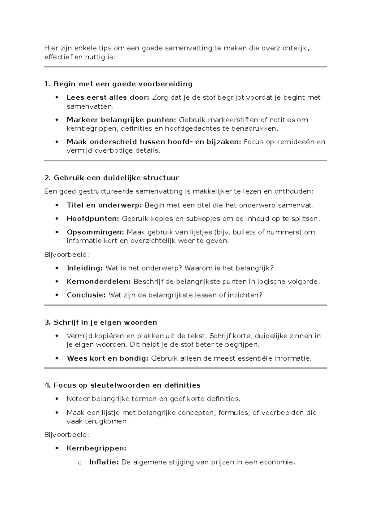 Samenvatting Tips voor Effectieve Samenvattingen op de Universiteit ...