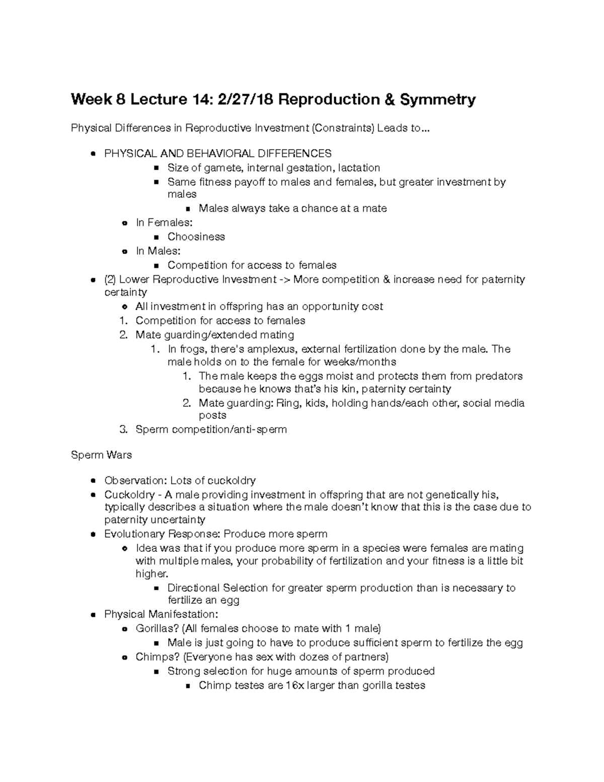 Life Sci 15 - Week 8 Lecture 14 - Lecture Notes - Week 8 Lecture 14 ...