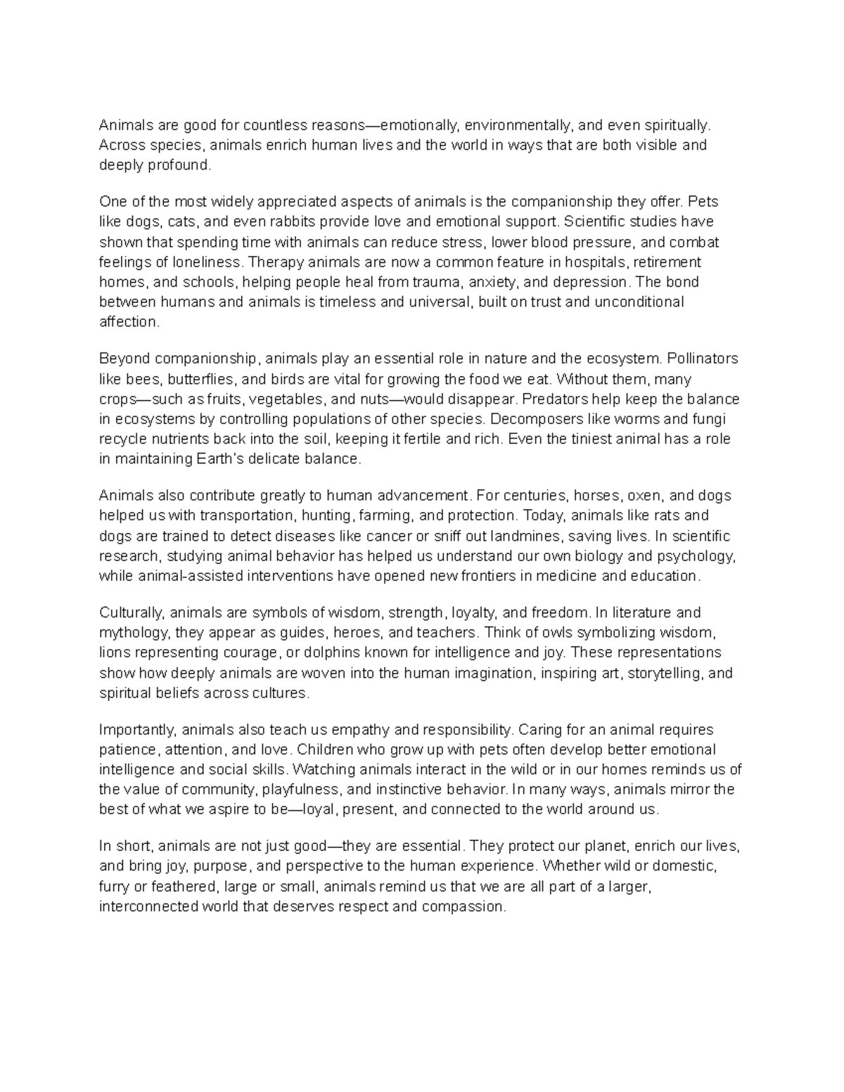 Personal Animal Statement - Queens University Admission Essay - Studocu