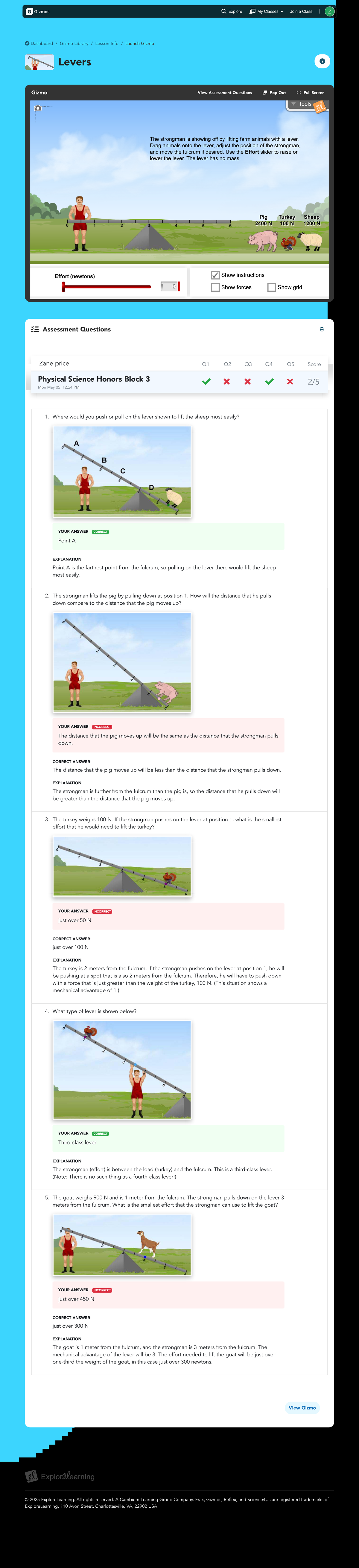 Levers Gizmo - Tyfmgfm fg mgfmgtfmkgyh - © 2025 ExploreLearning. All ...