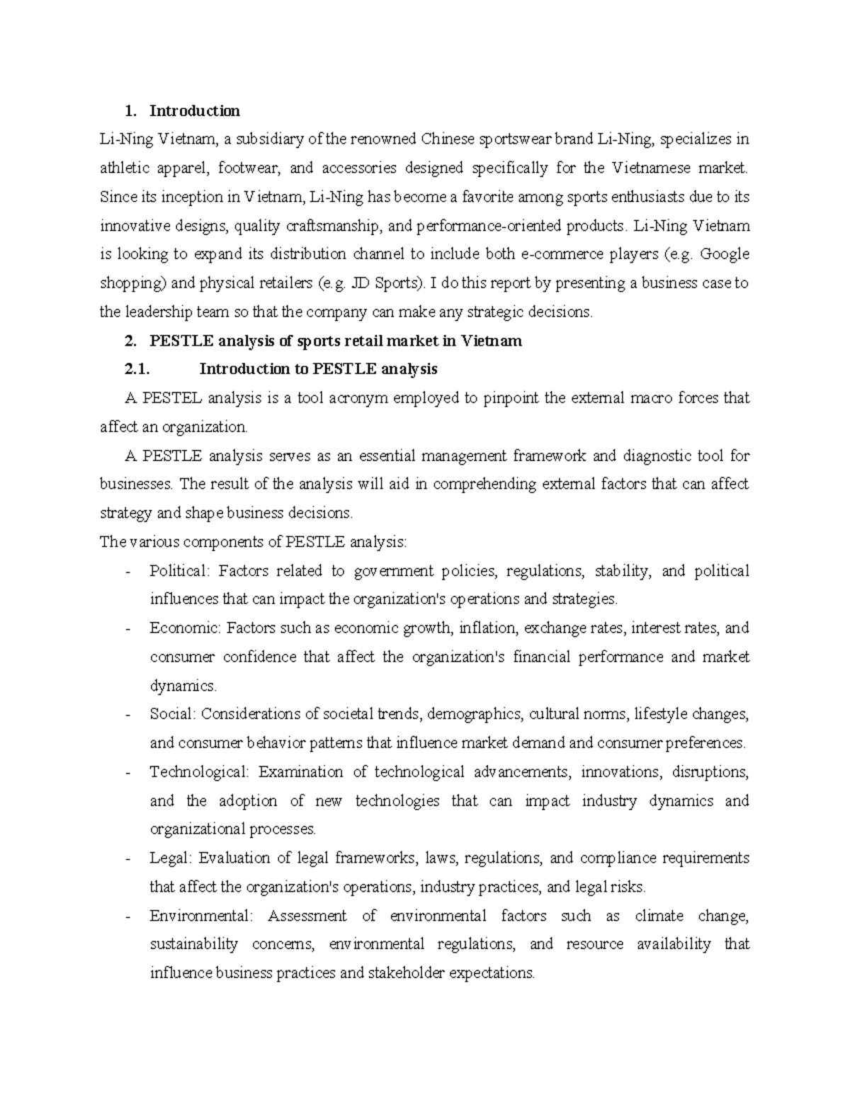 PESTLE Analysis of Vietnam's Sports Retail Market: Opportunities ...