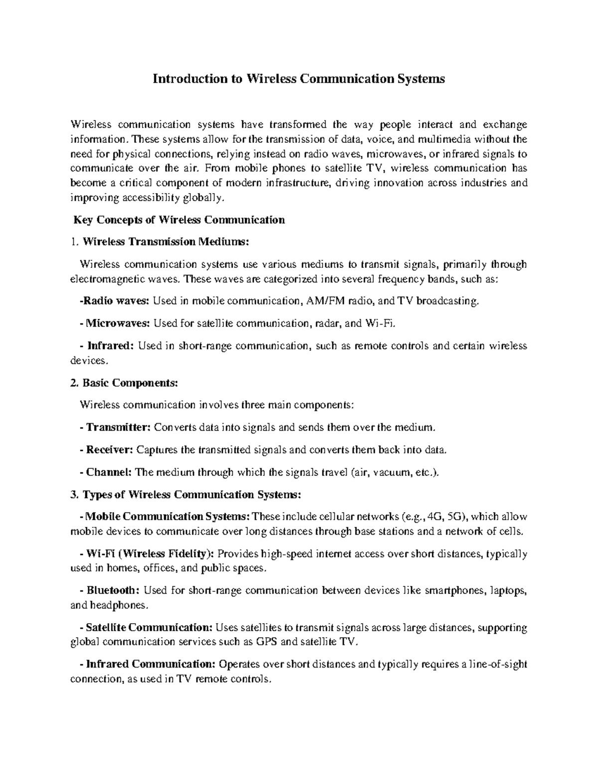 WCN 101: Intro to Wireless Communication Systems Notes - Studocu