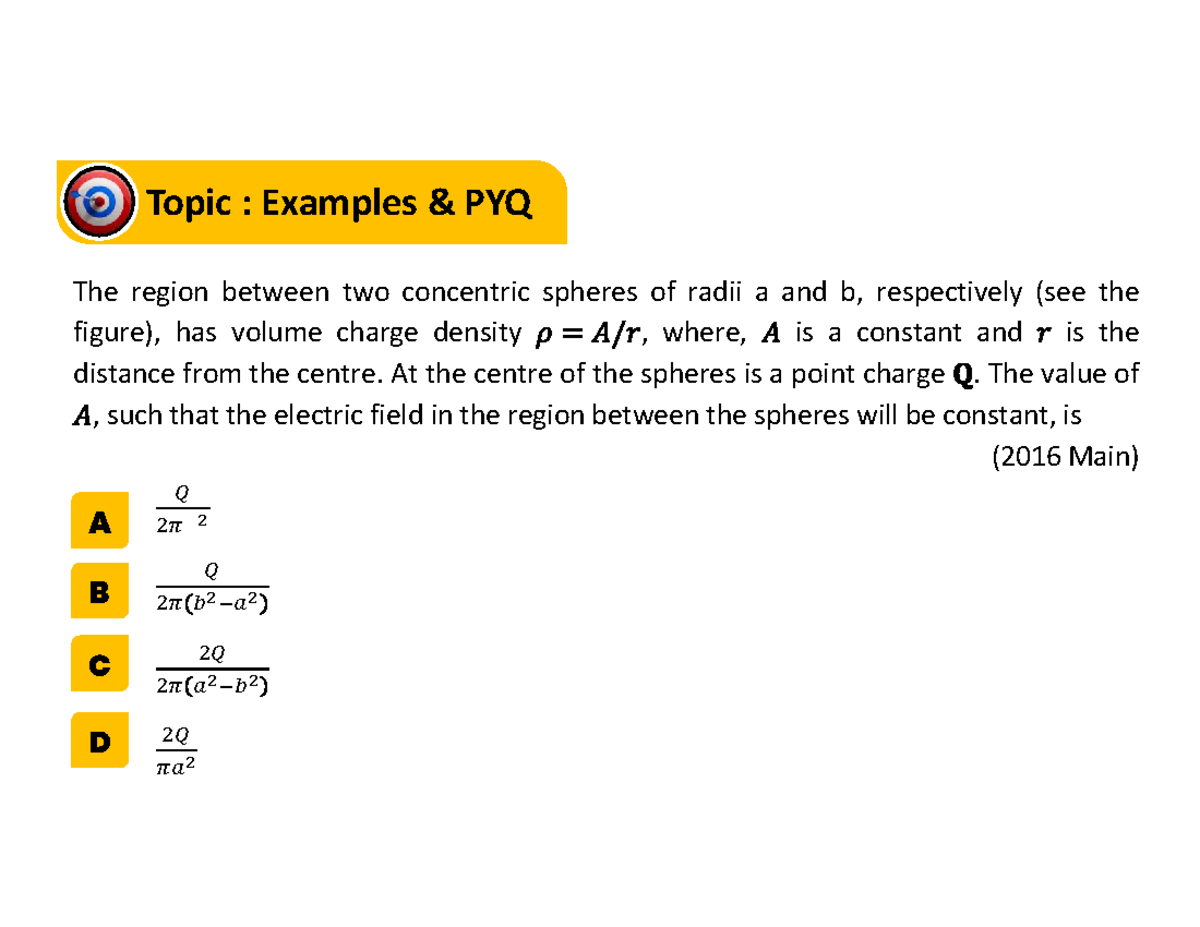 Electric 3 - PYQ Examples on Charge and Electric Fields - Studocu
