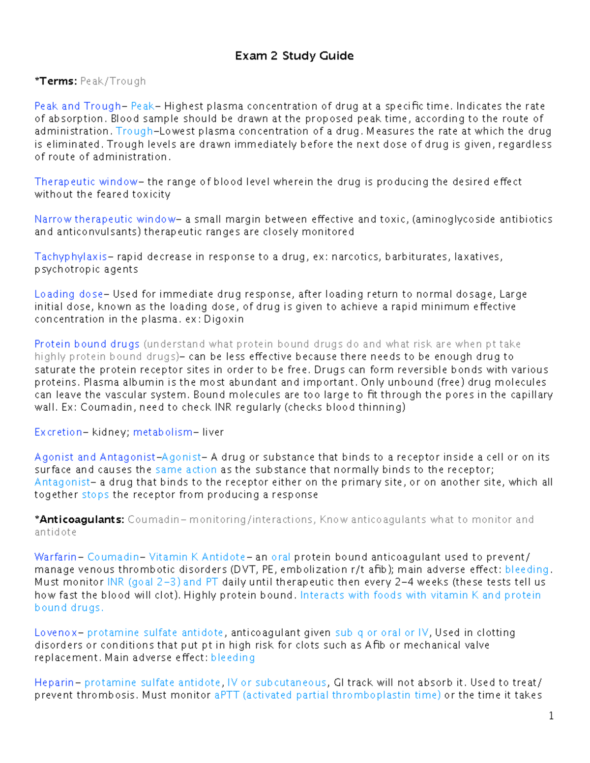 PHARM 101: Final Exam Study Guide on Pharmacokinetics and Drug ...