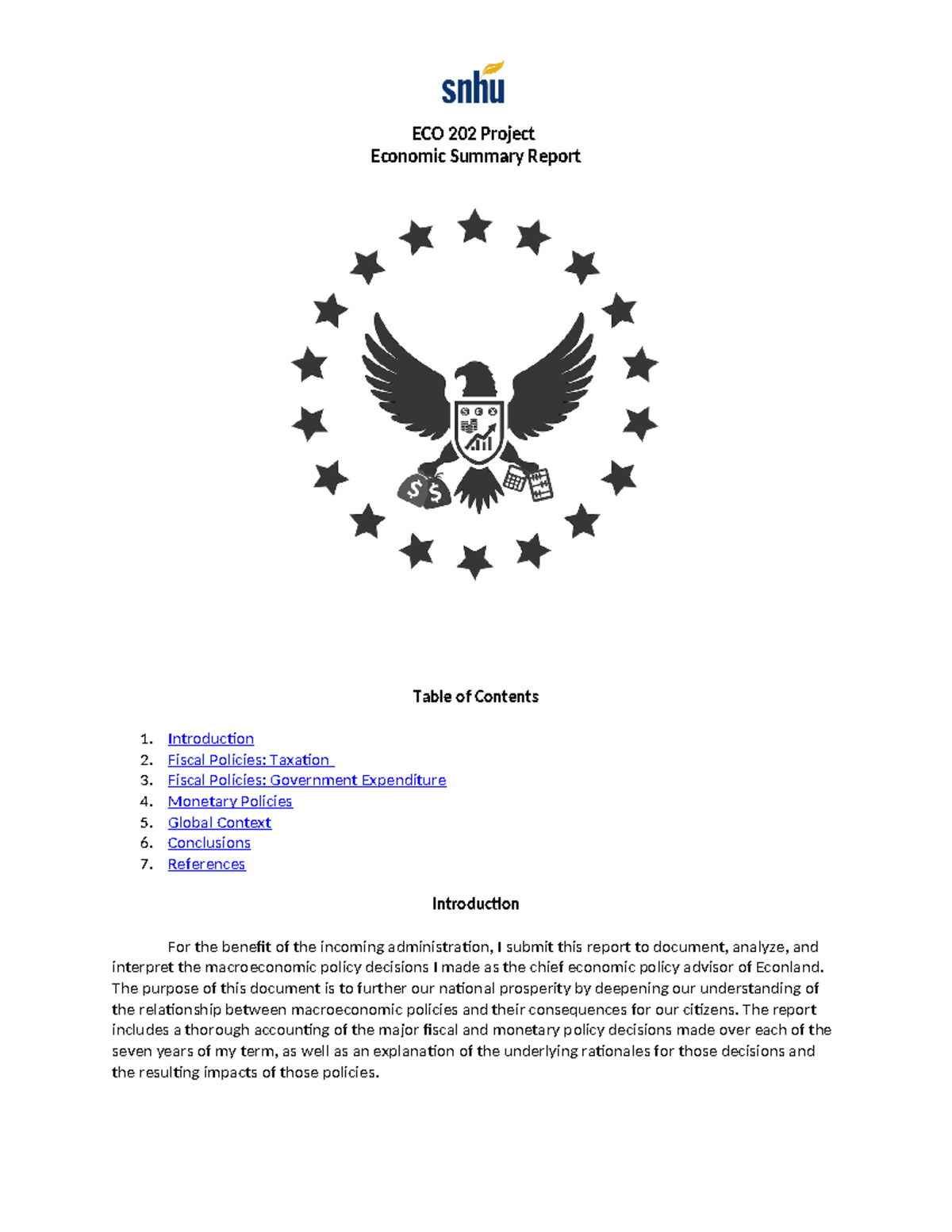 ECO 202 Module 8 Economic Policy Analysis Project - Studocu