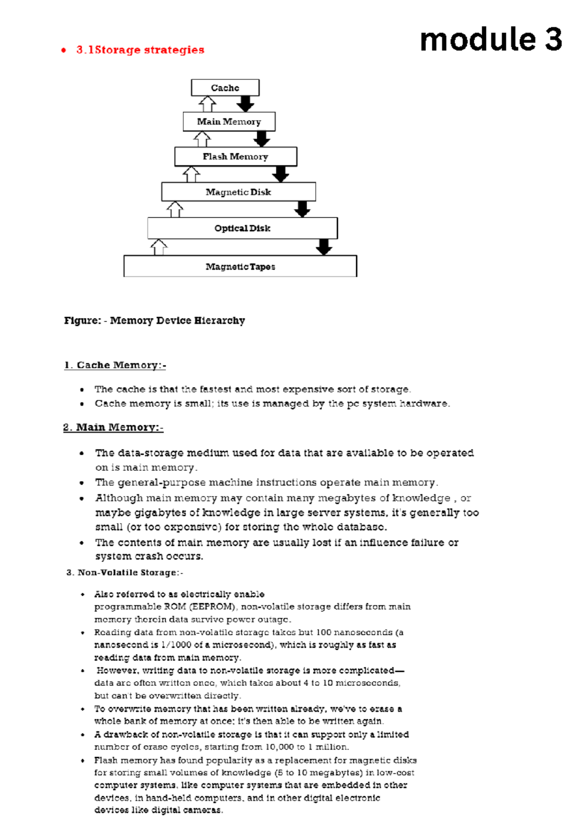 DBMS MOD3 Complete - lecture notes of mod 3 - module 3 3. 1Storage ...