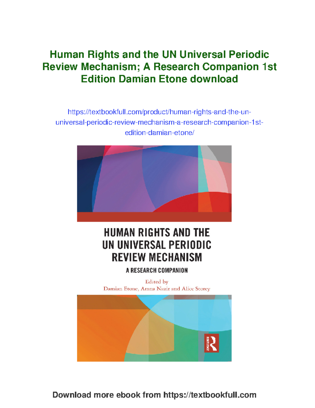 Human Rights and the UN UPR Mechanism: A Research Companion (2024 ...