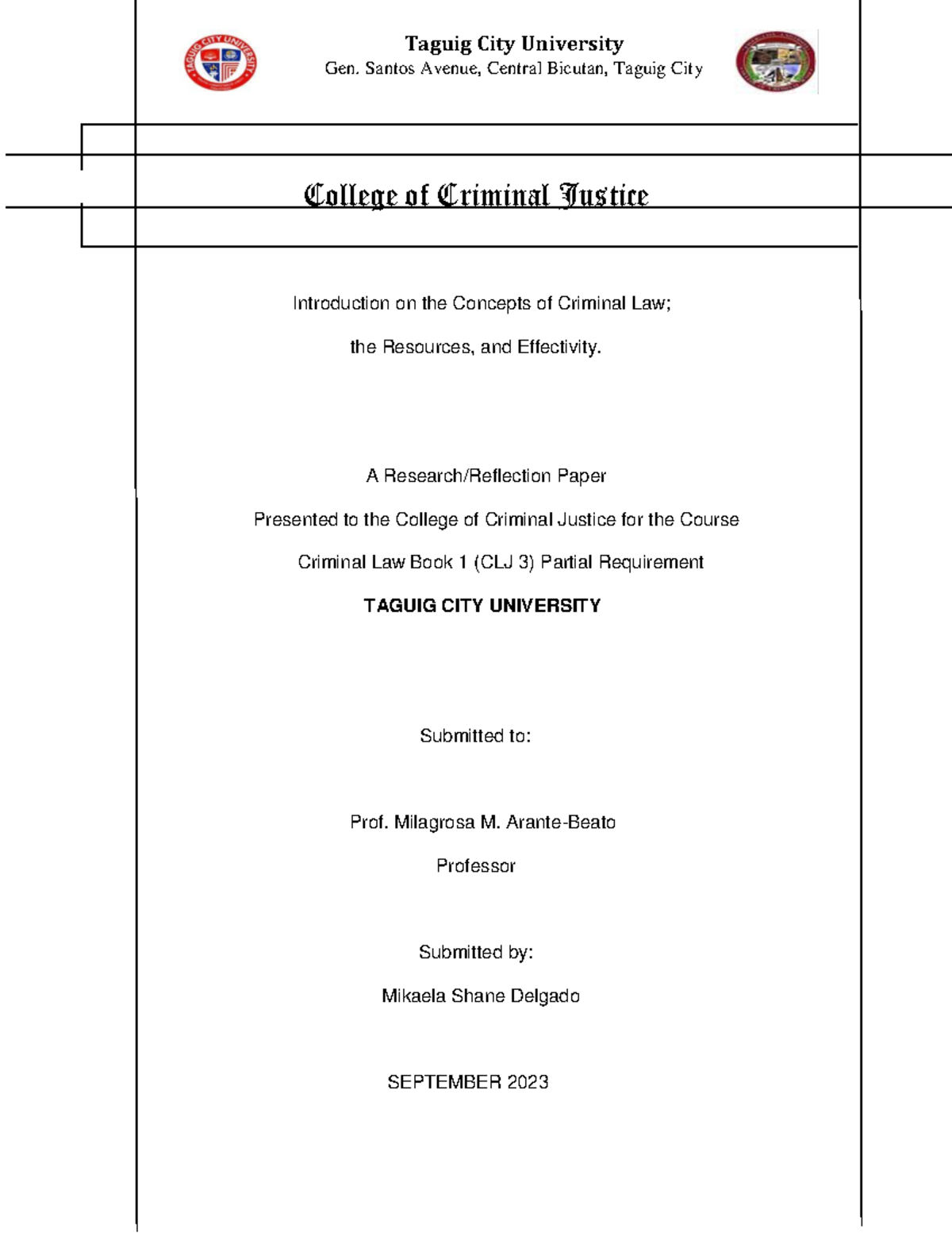Introduction to Criminal Law Concepts (CLJ 3) - Research Paper - Studocu