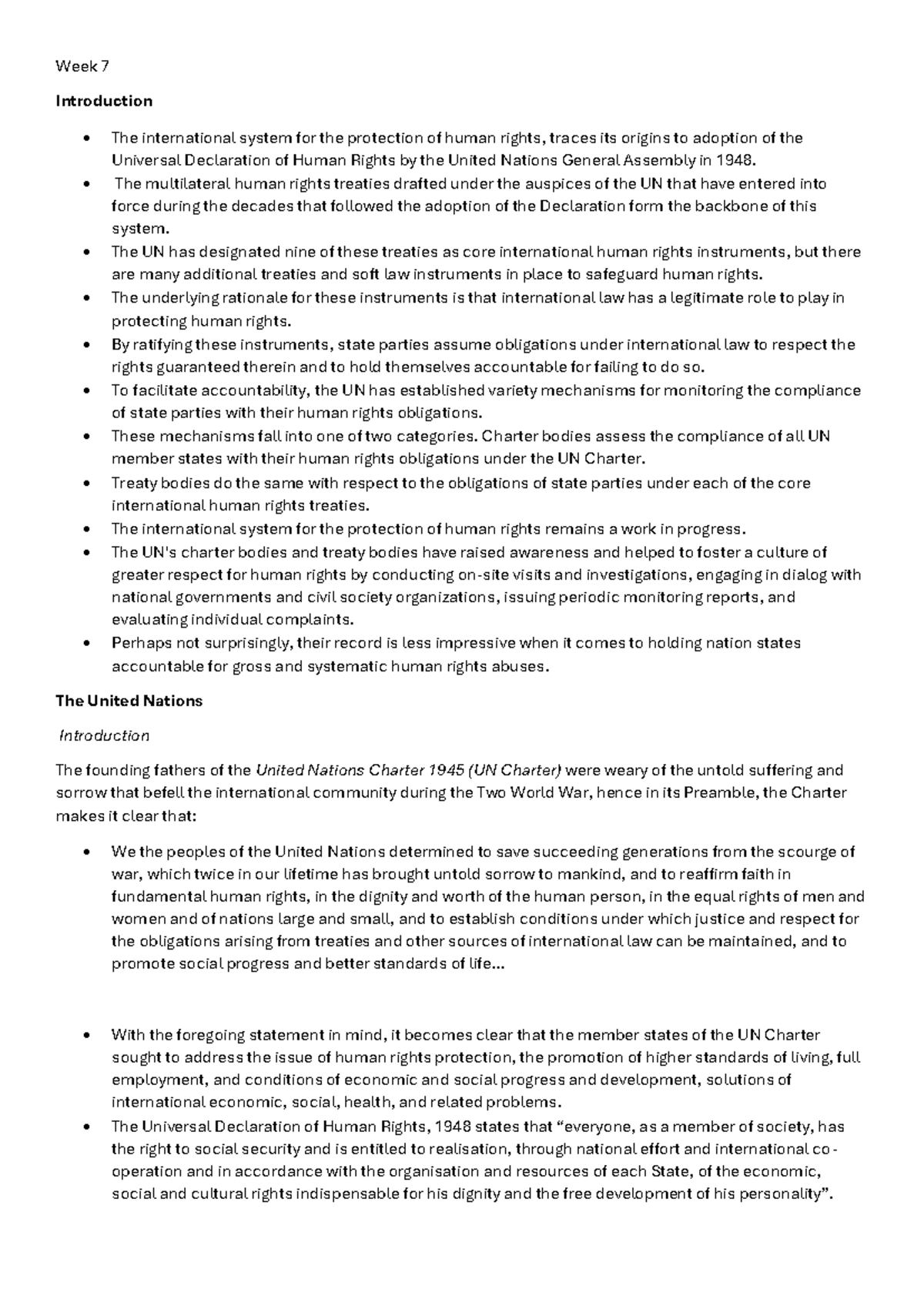 Week 7 Lecture Notes: The International Human Rights System - Studocu