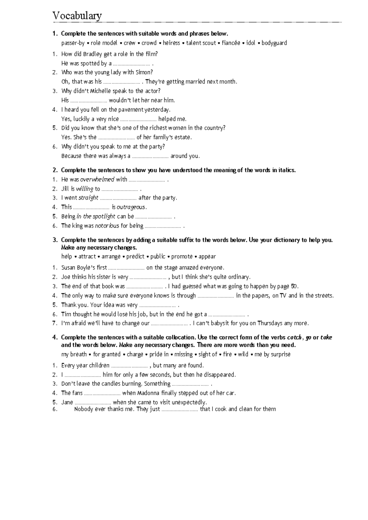 Vocabulary and Grammar Extension Unit 1: Exercises and Answers - Studocu