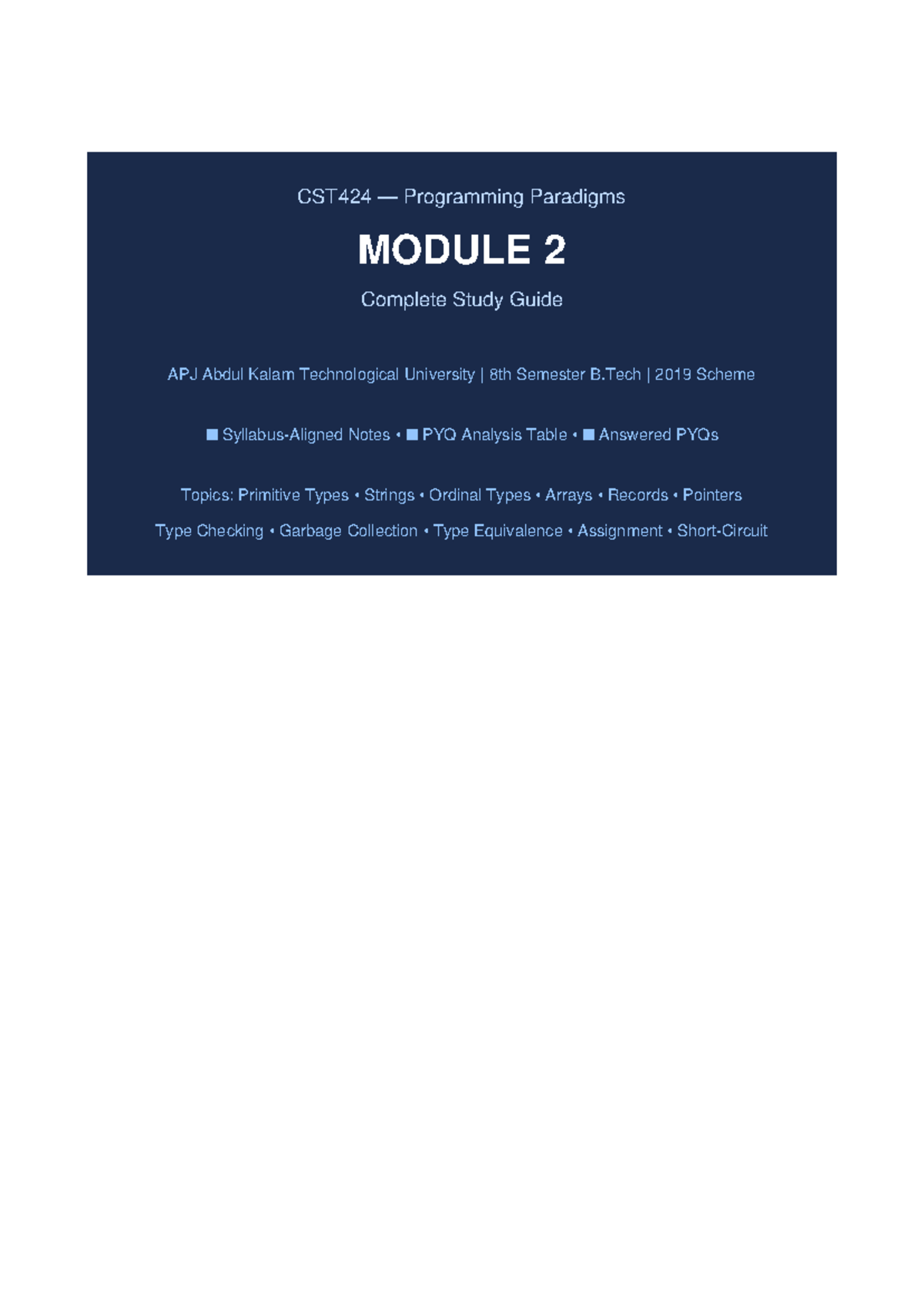 CST424 Programming Paradigms MODULE 2 Complete Study Guide & PYQ ...