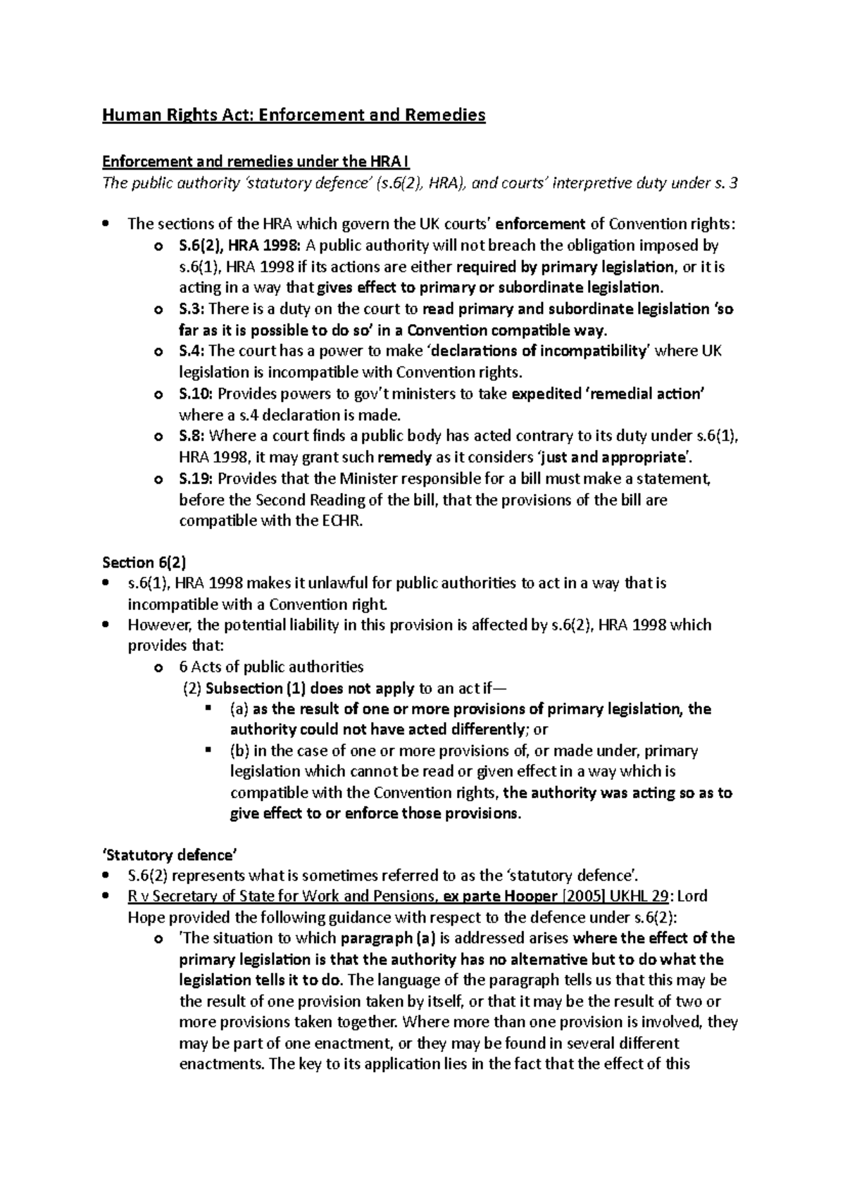 Workshop 7 - Human Rights Act: Enforcement and remedies - Human Rights ...